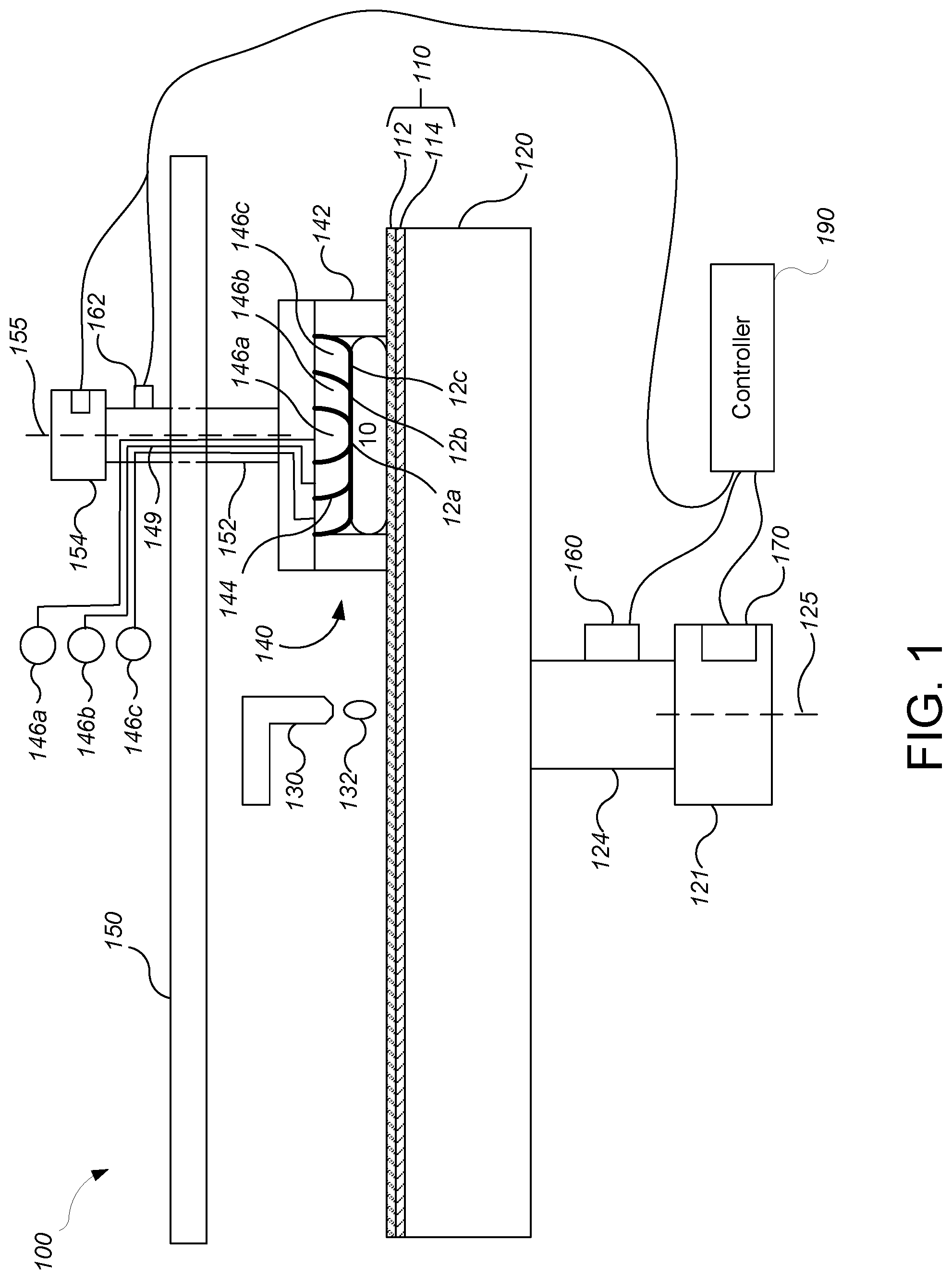 Patent US12311494 — Pressure signals during motor torque monitoring to provide spatial resolution — Figure 1