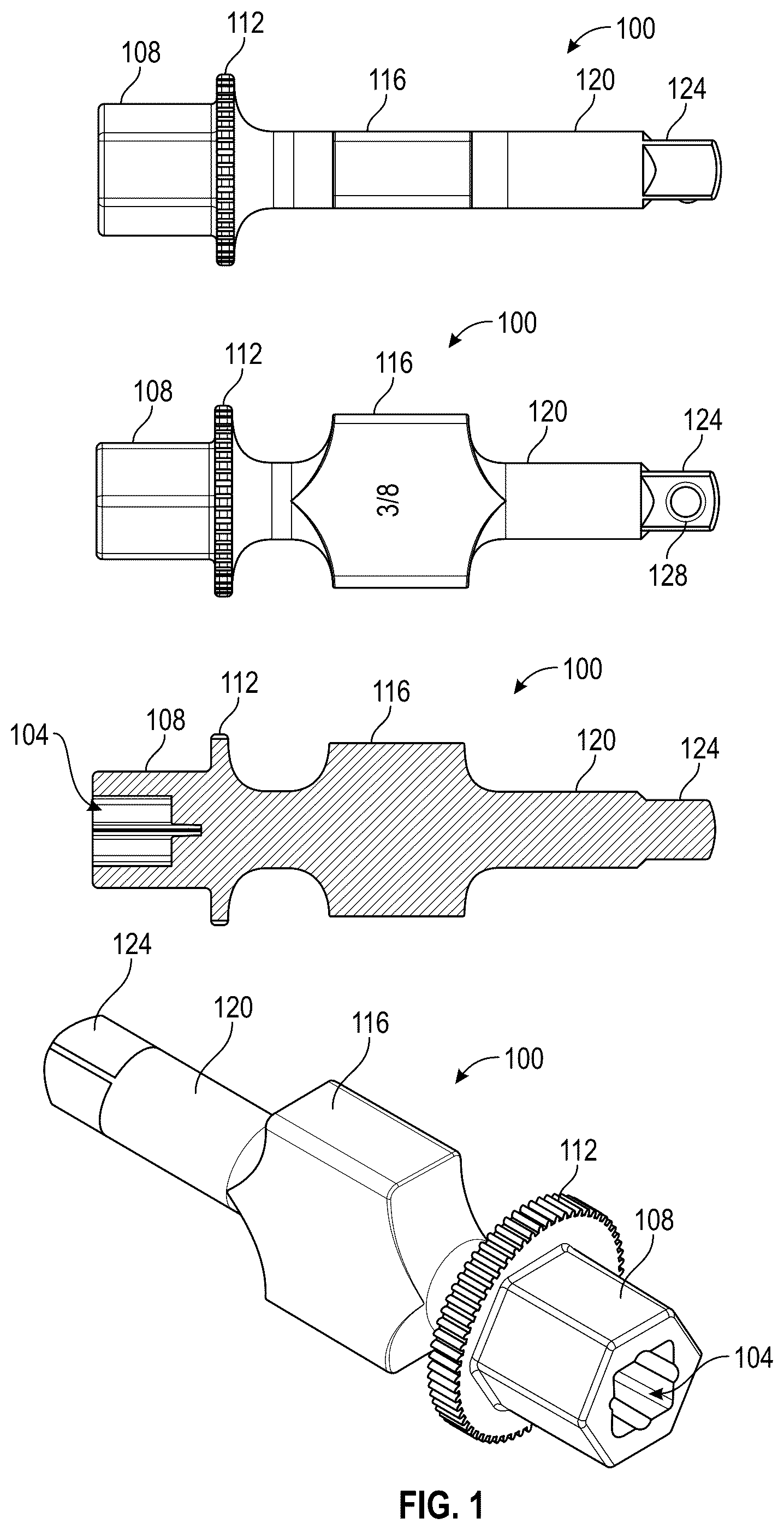 Patent US12311507 — Screwdriver with a tool gripping flange — Figure 1