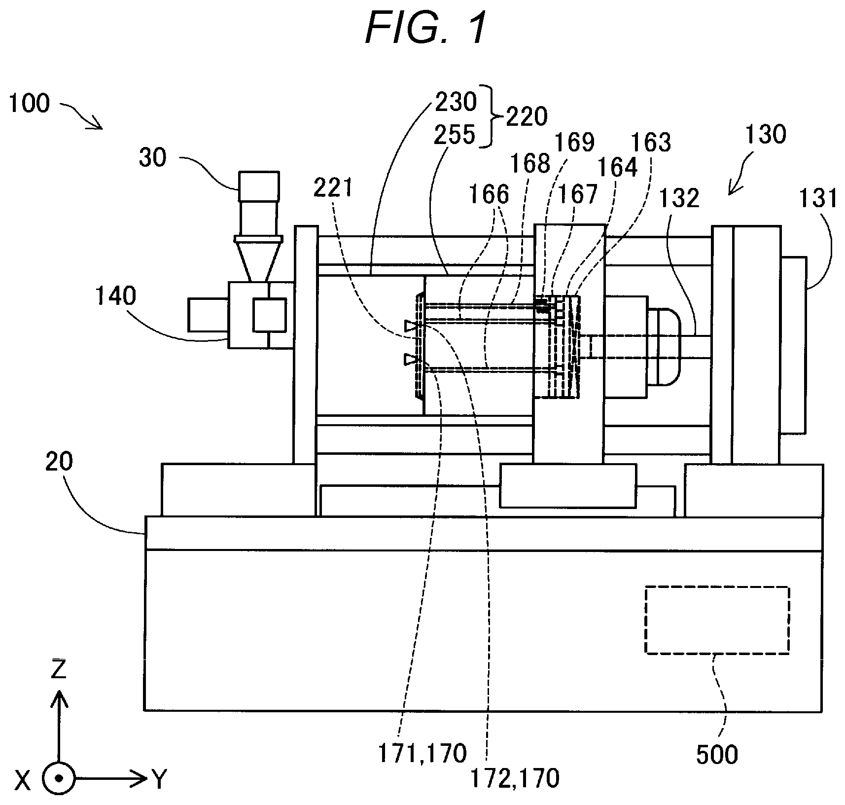 Patent US12311587 — Injection molding device and molding tool — Figure 1