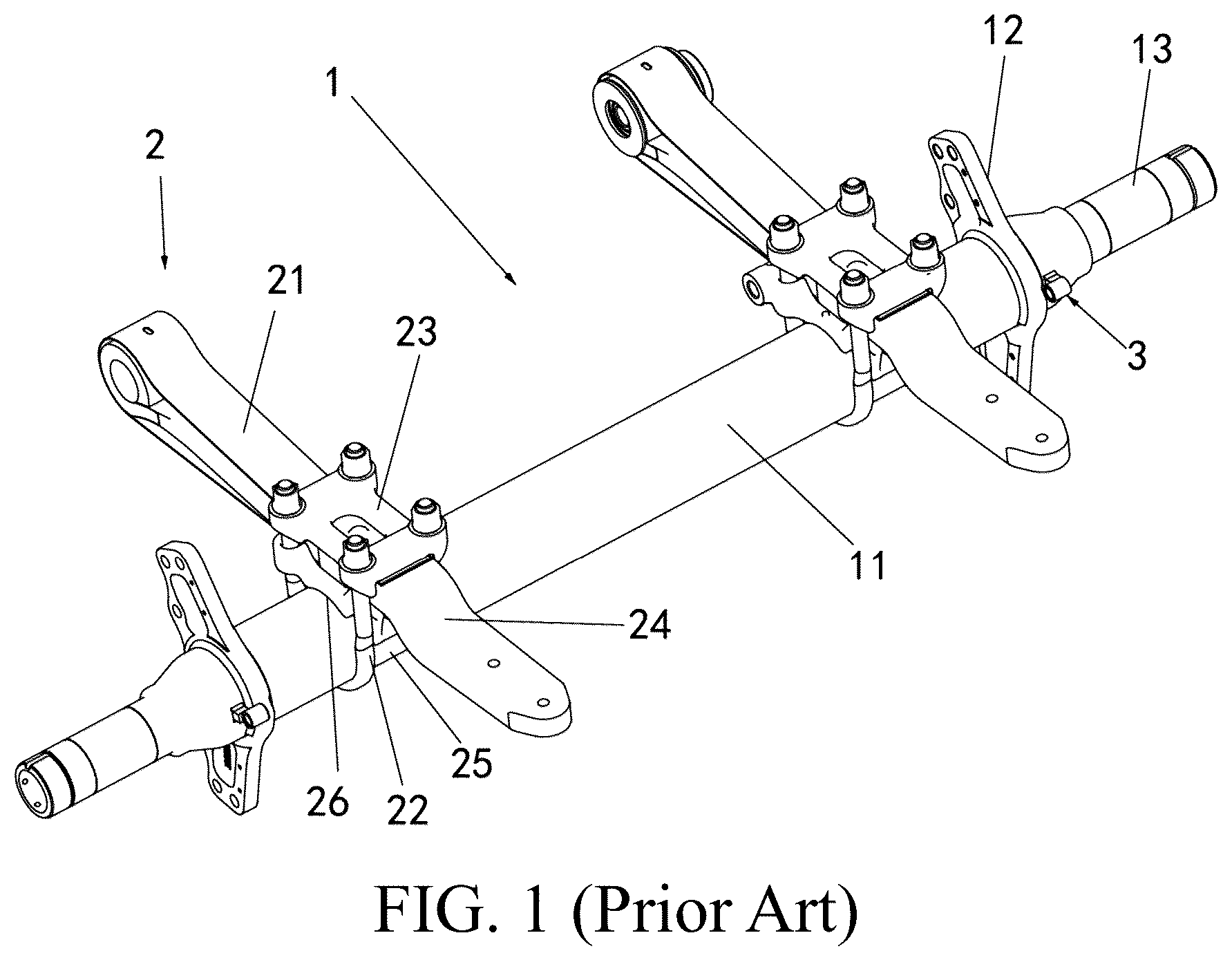 Patent US12311698 — Integrated axle assembly and structural assembly — Figure 1