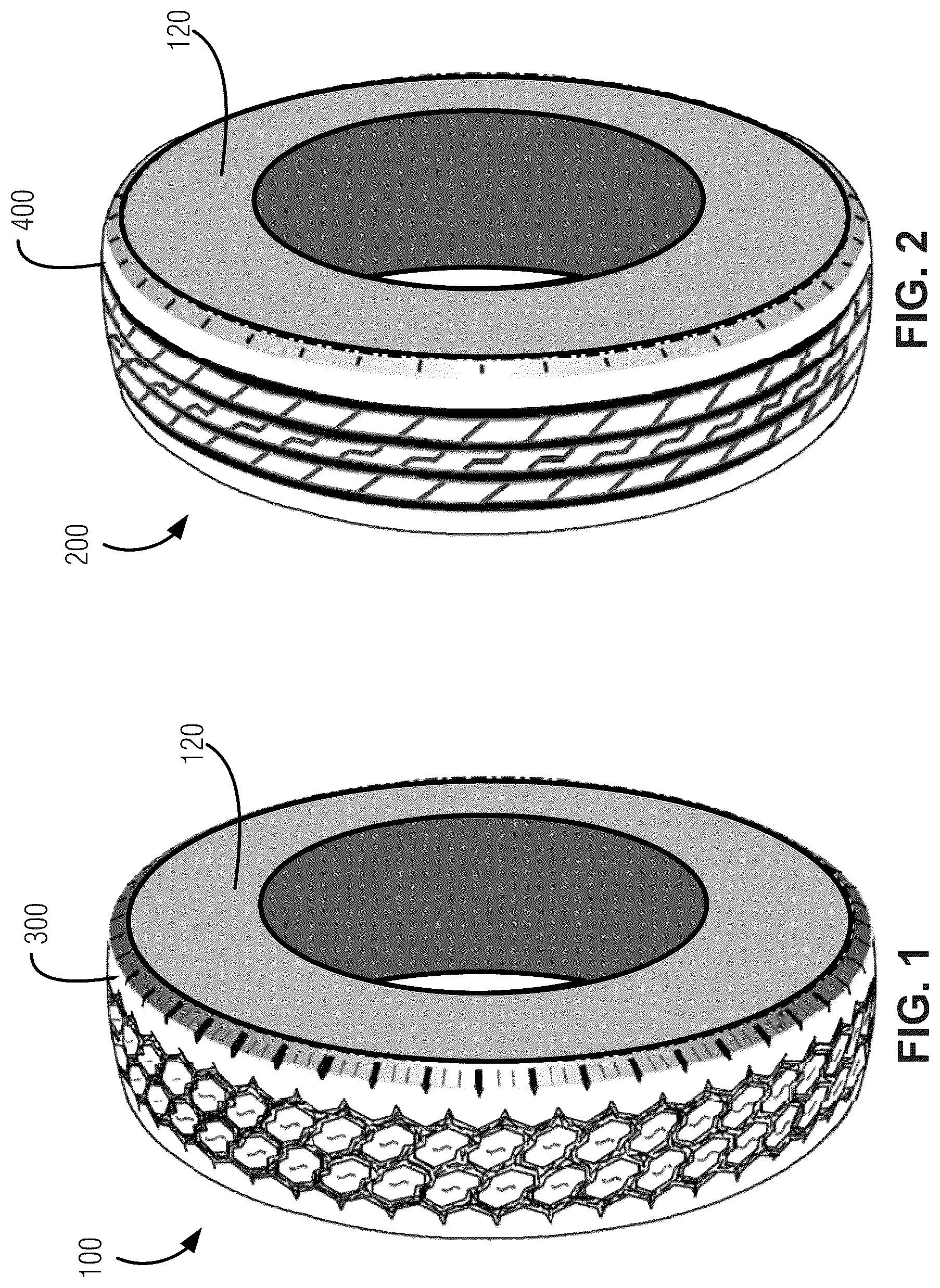Patent US12311702 — Tire tread with multiple circumferential asymmetries — Figure 1