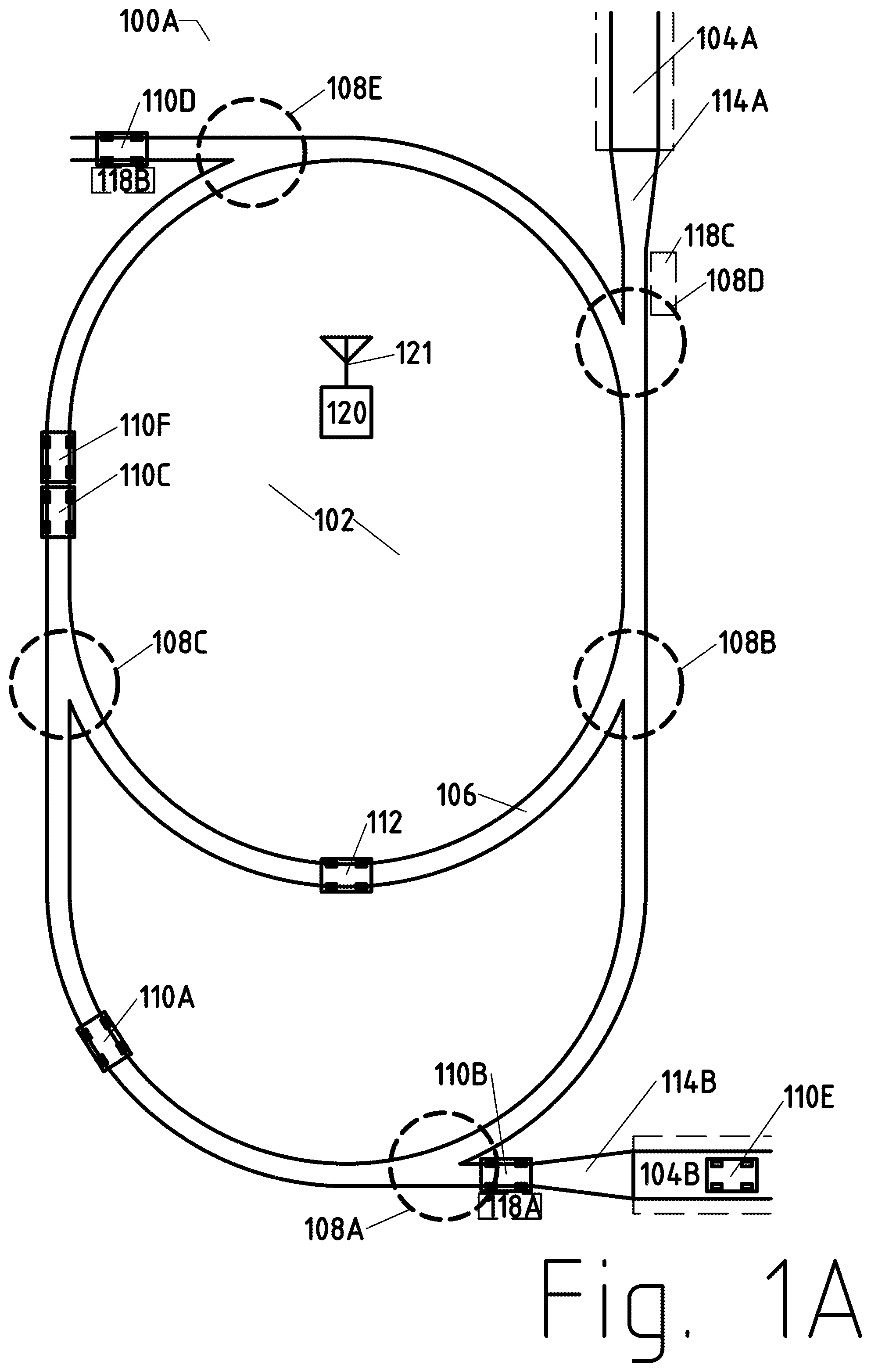Patent US12311713 — Road to rail hybrid vehicles using a transition span and passive junctions — Figure 1