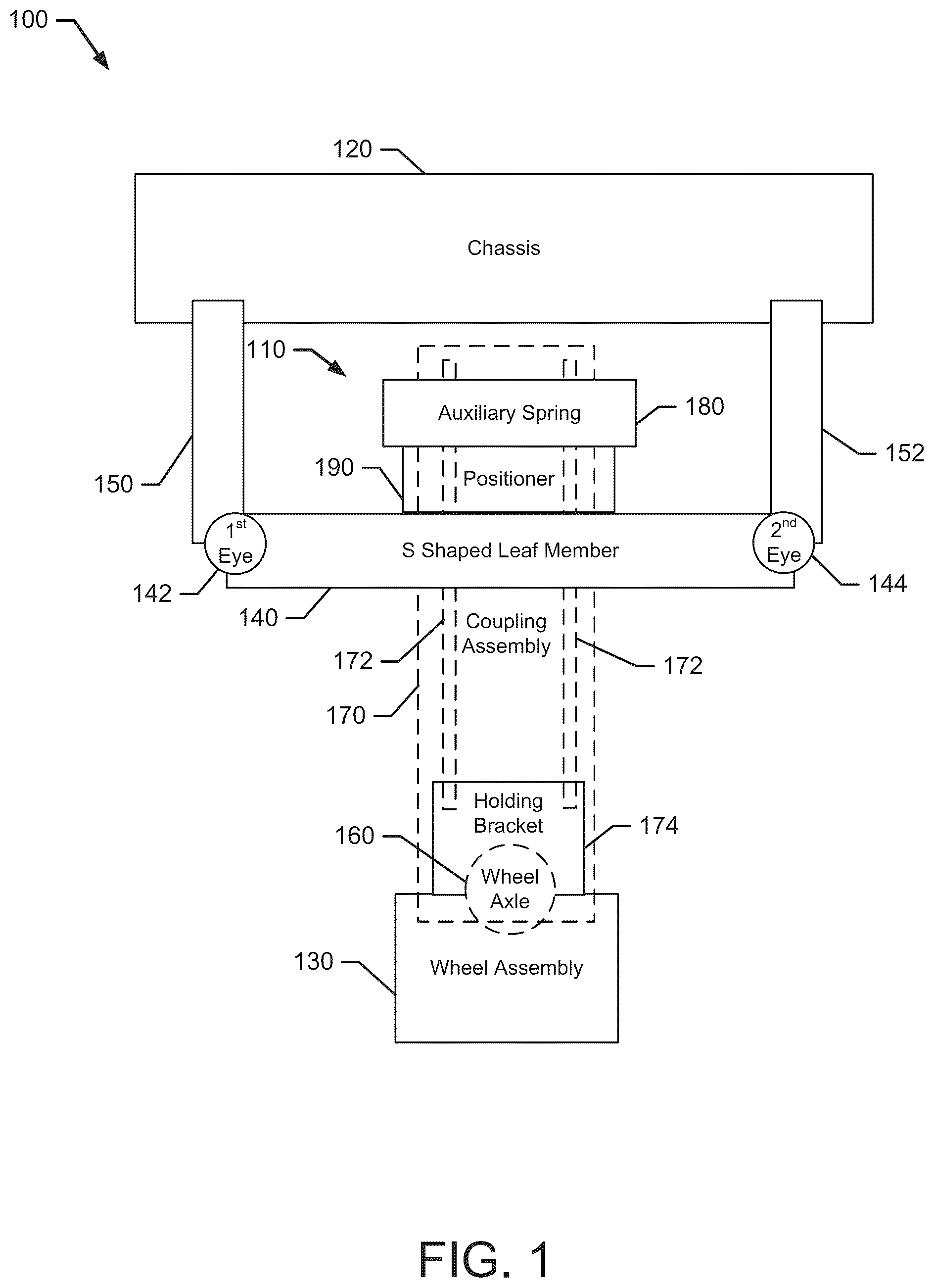 Patent US12311714 — Tension leaf with auxiliary spring — Figure 1