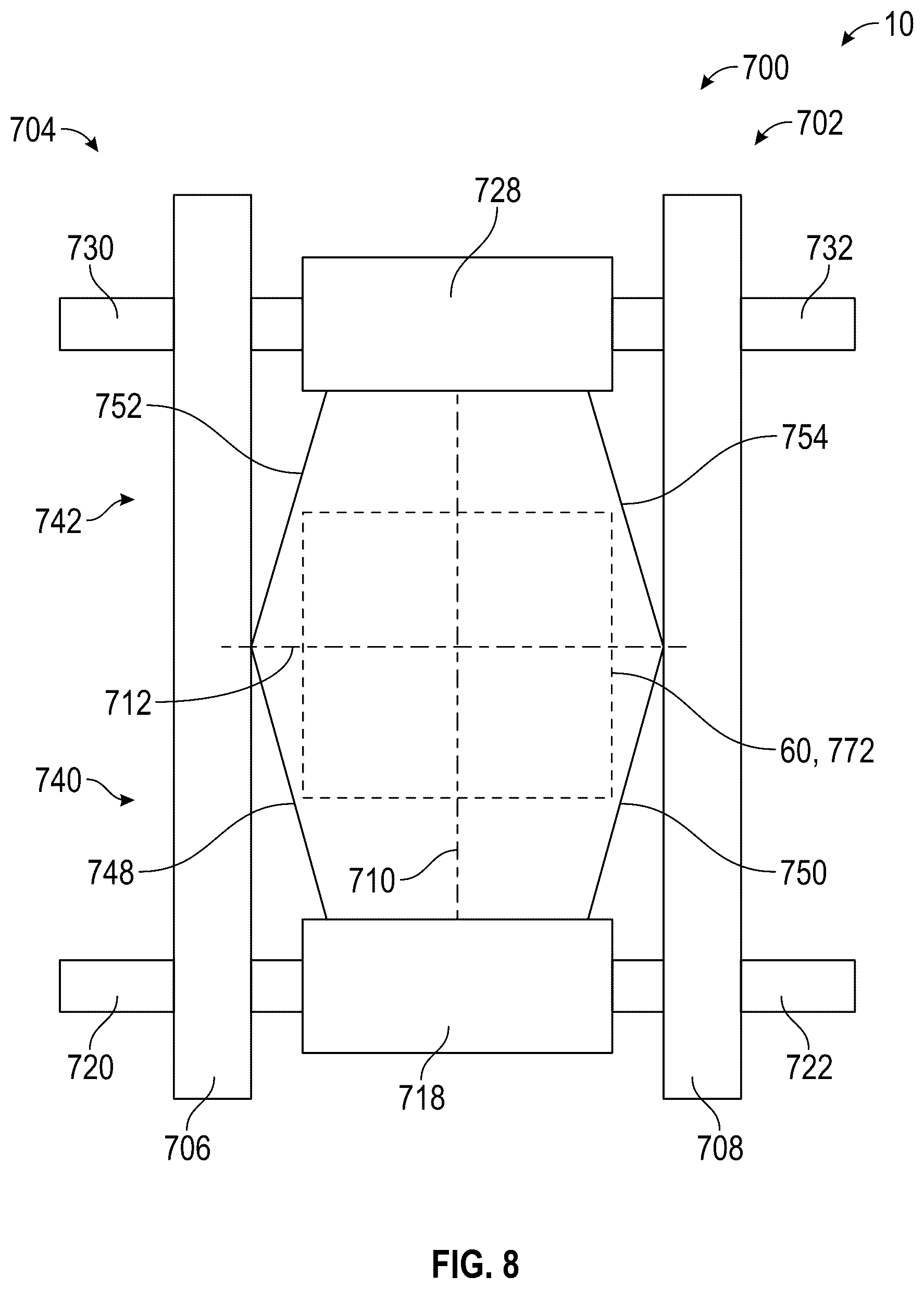 Patent US12311723 Figure 8 – Systems and methods for a suspension assembly on an electrified vehicle