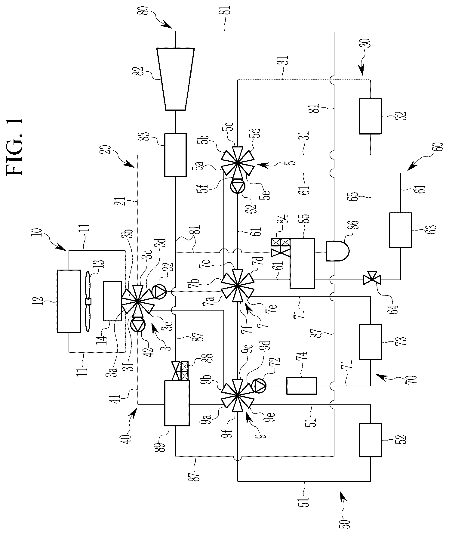 Patent US12311739 — Heat pump system for vehicle — Figure 1