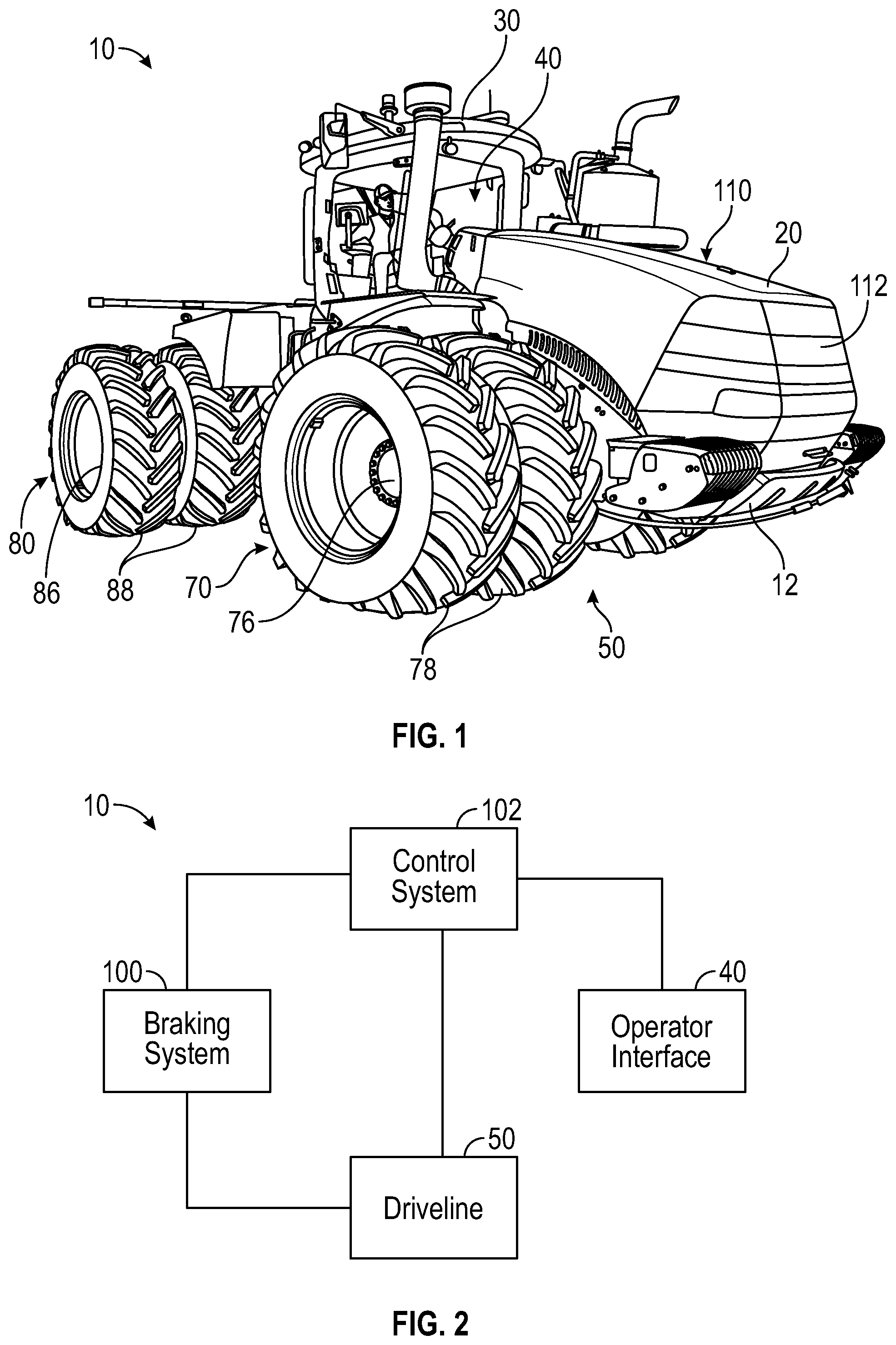 Patent US12311741 Figure 1 – Vehicle with debris shield