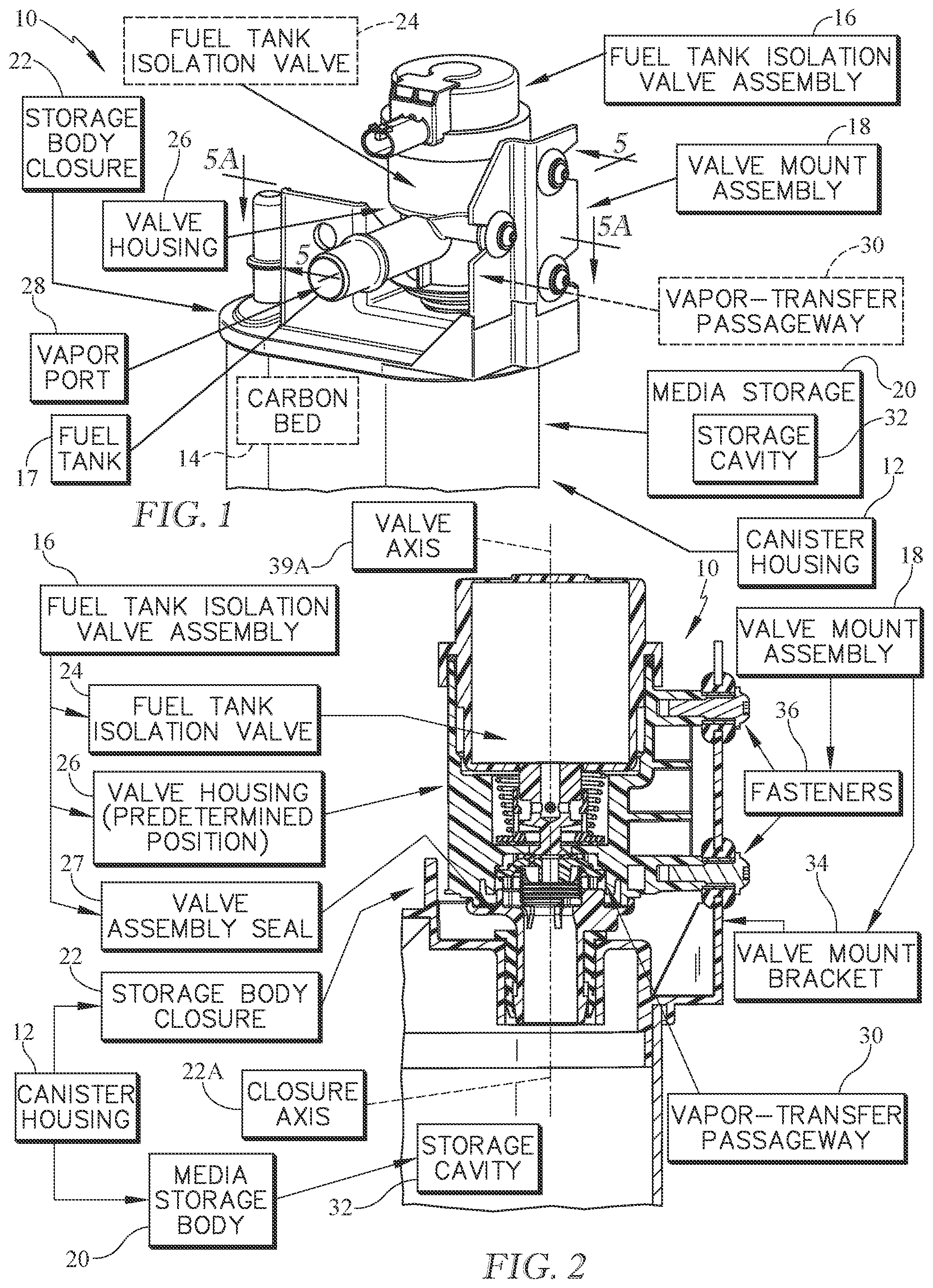 Patent US12311753 — Carbon canister with direct connect fuel tank isolation valve — Figure 1