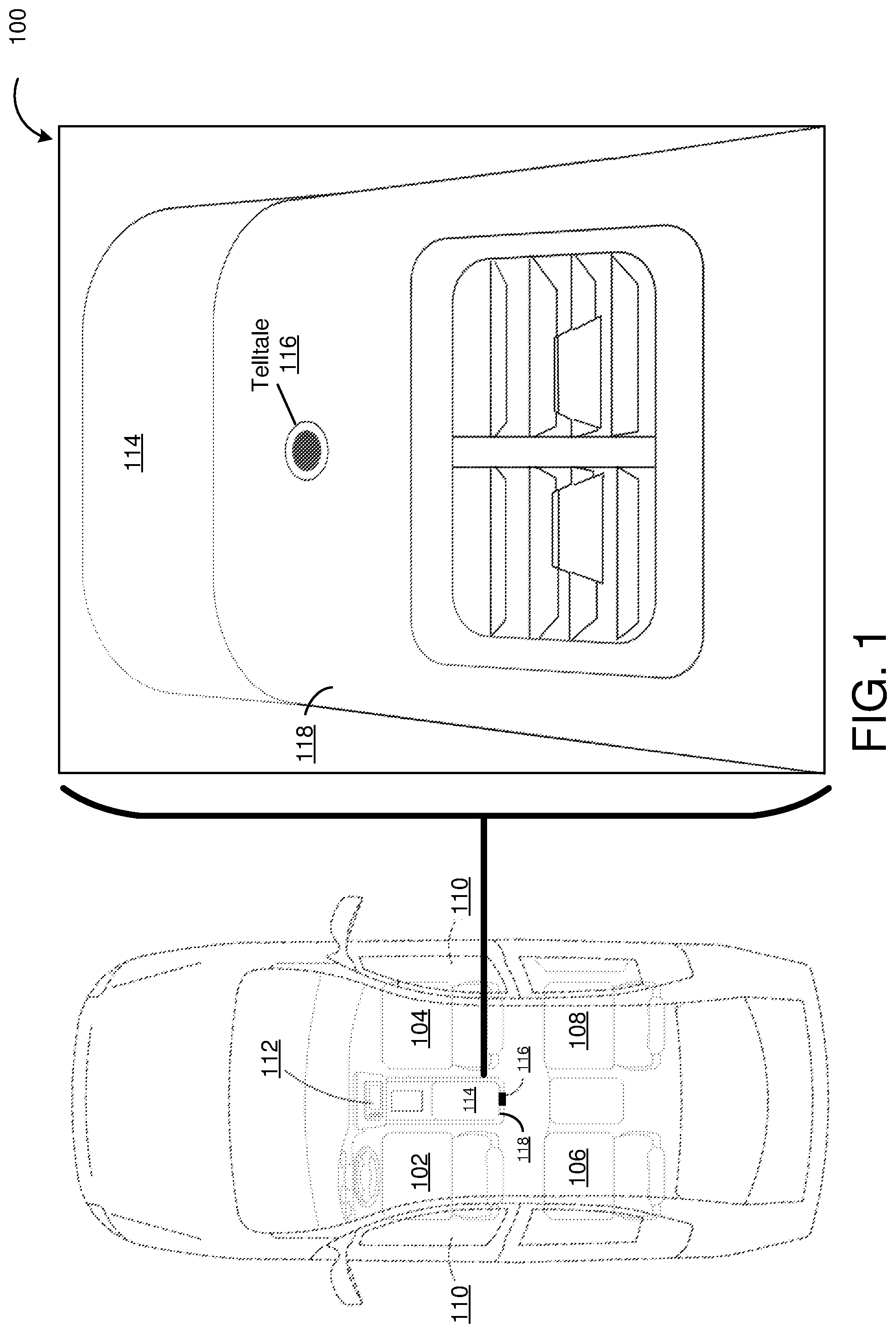 Patent US12311841 — Systems and methods for rear passenger attention attraction — Figure 1