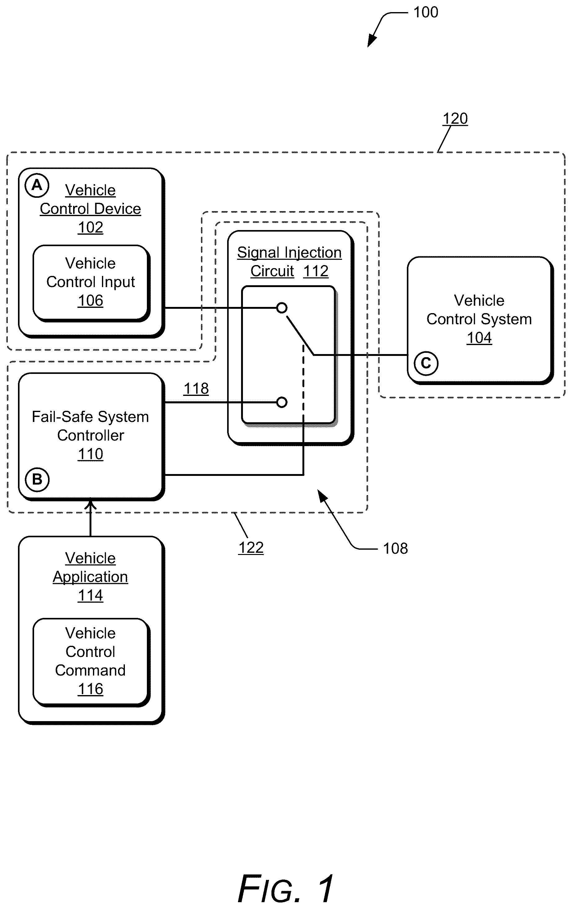Patent US12311854 — Fail-safe signal injection — Figure 1