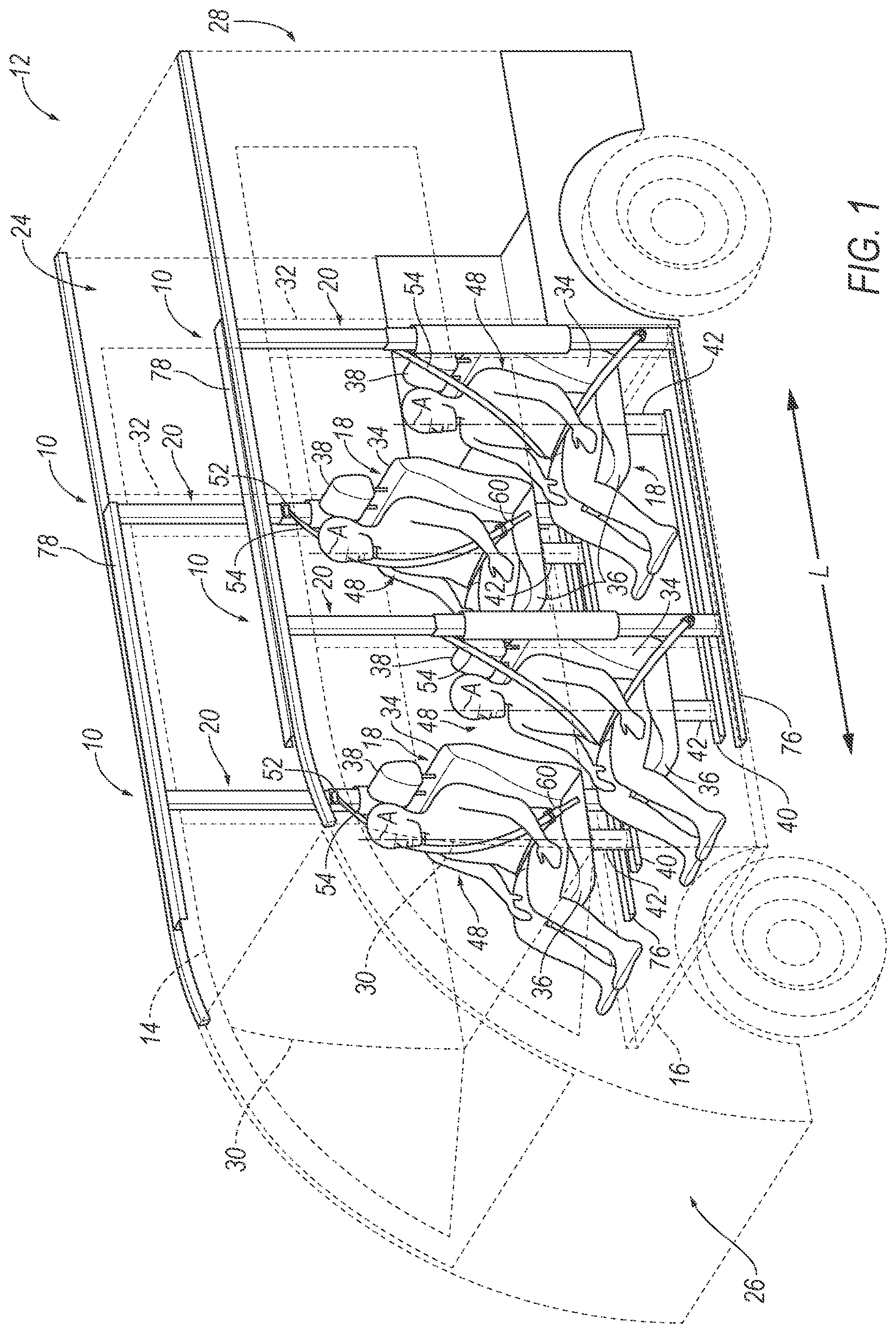 Patent US12311860 — Slidable post adjacent rotatable seat — Figure 1