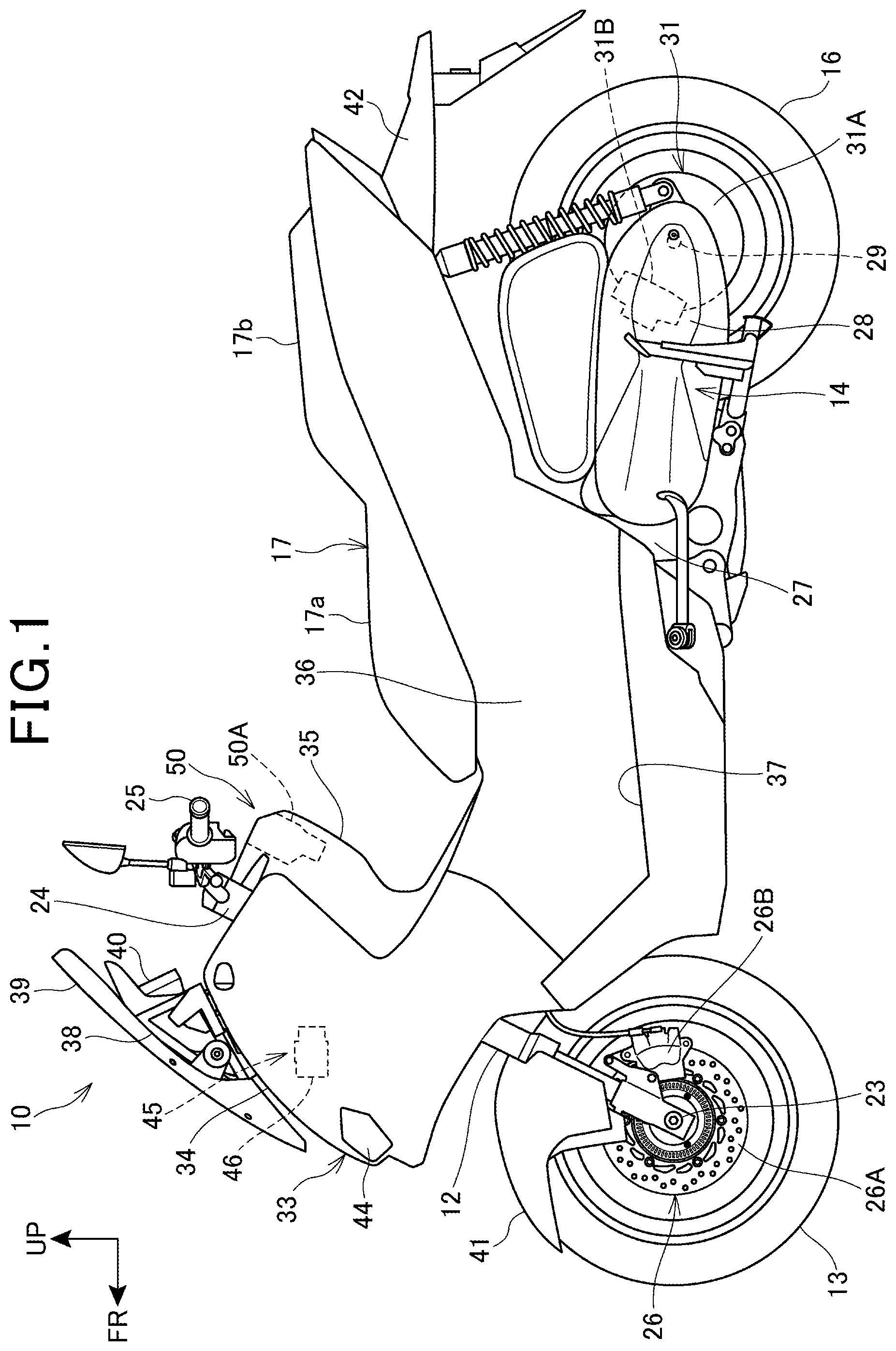 Patent US12311875 — Saddle-ride type vehicle — Figure 1