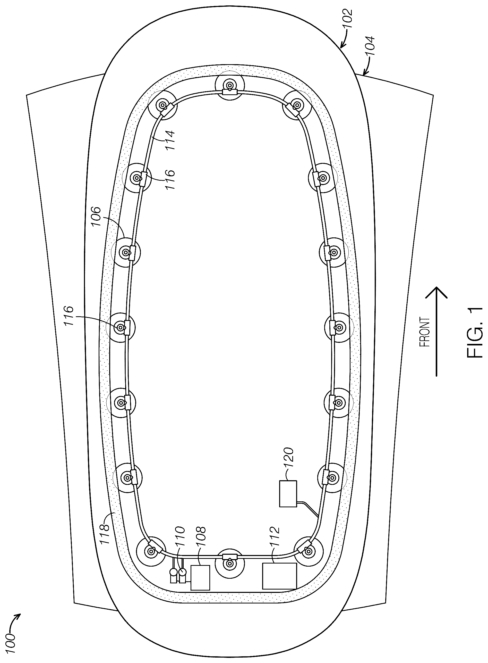 Patent US12311888 — Apparatus and method for active cargo carrier mounting system — Figure 1