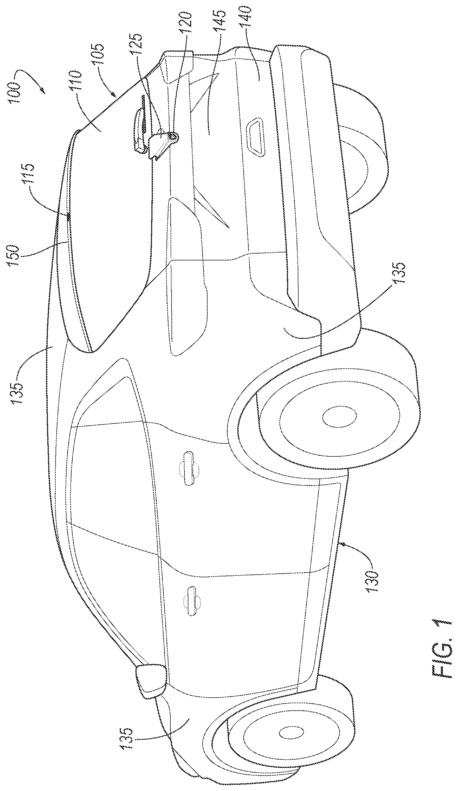 Patent US12311891 — Vehicle assembly with sensor cleaning — Figure 1