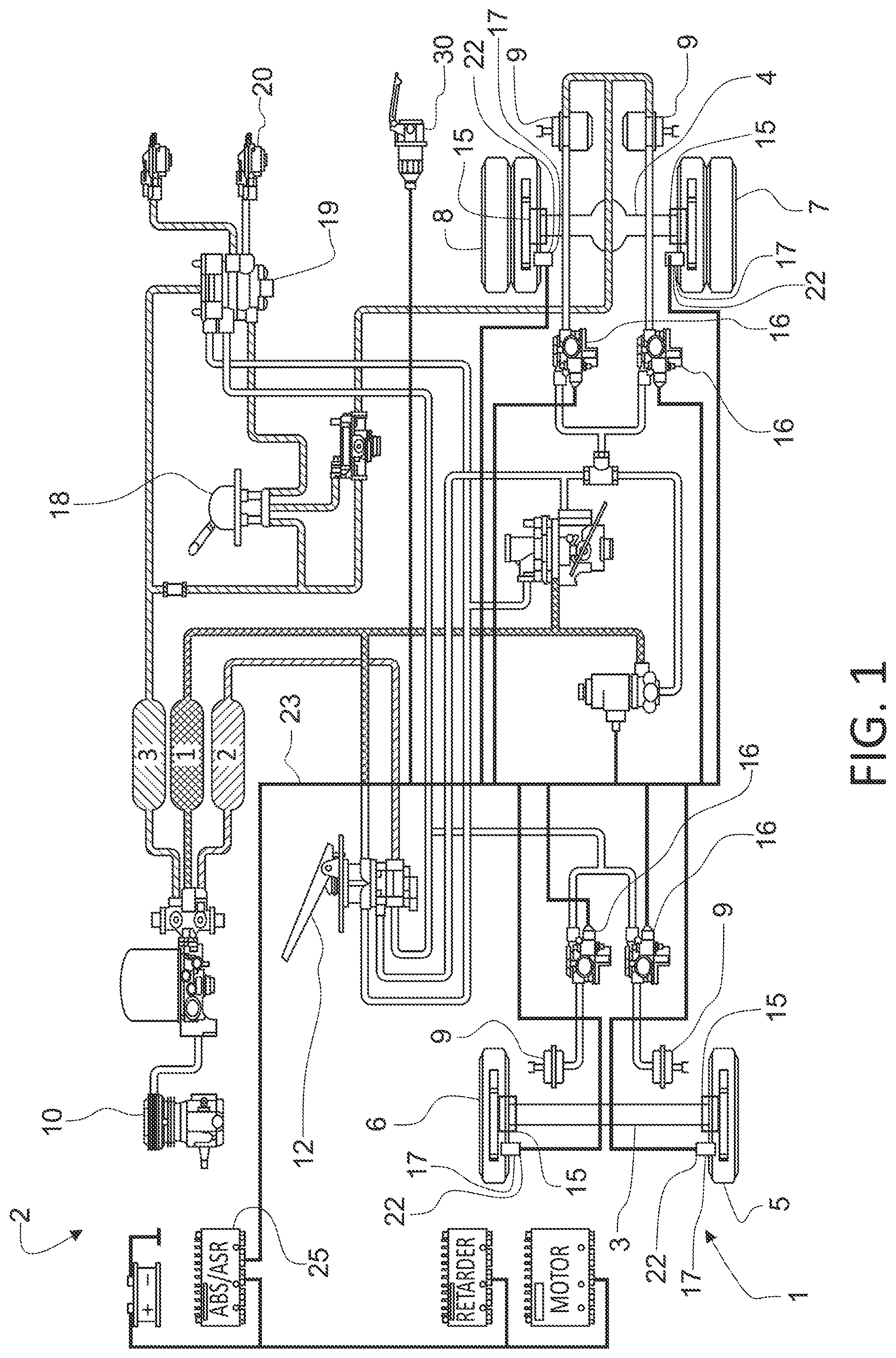 Patent US12311900 — Wheel end brake temperature monitoring in trucks and trailers — Figure 1