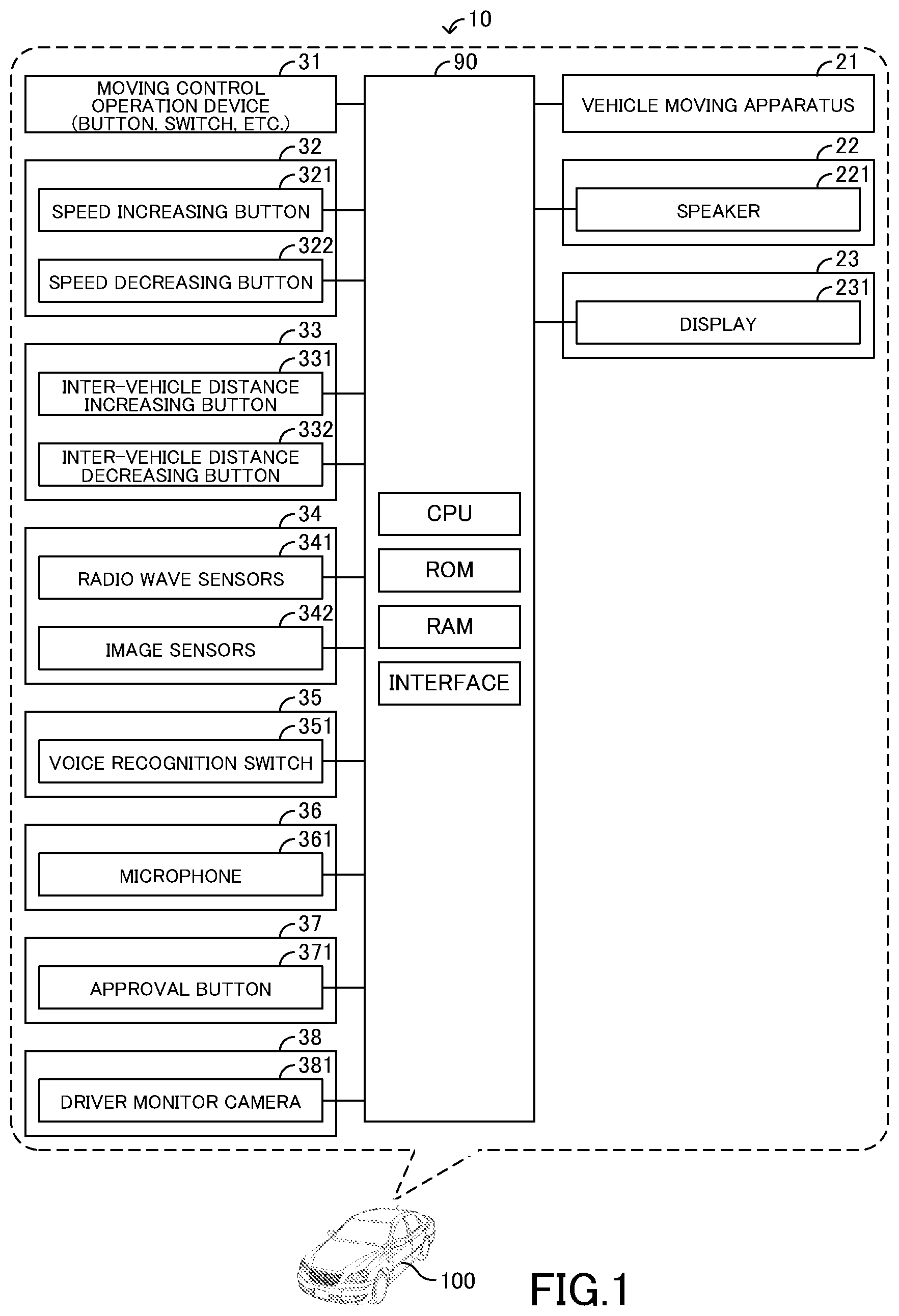 Patent US12311934 — Driving assistance apparatus, driving assistance method, and computer-readable storage medium storing driving assistance program — Figure 1