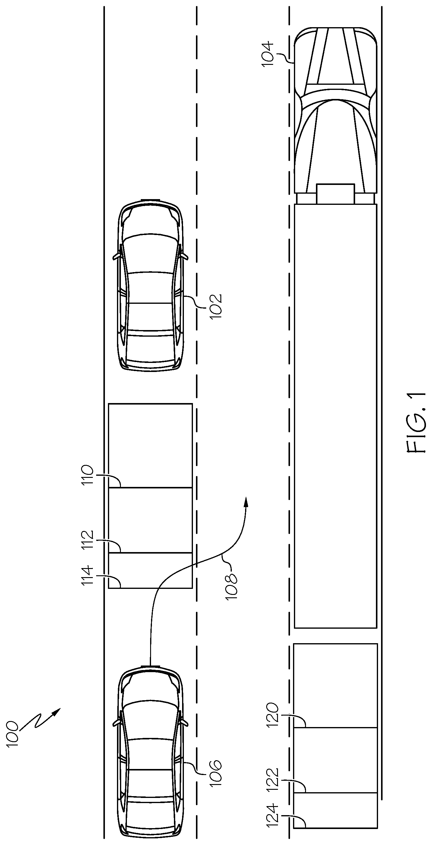 Patent US12311982 — Systems and methods for displaying trajectories for autonomous vehicles — Figure 1