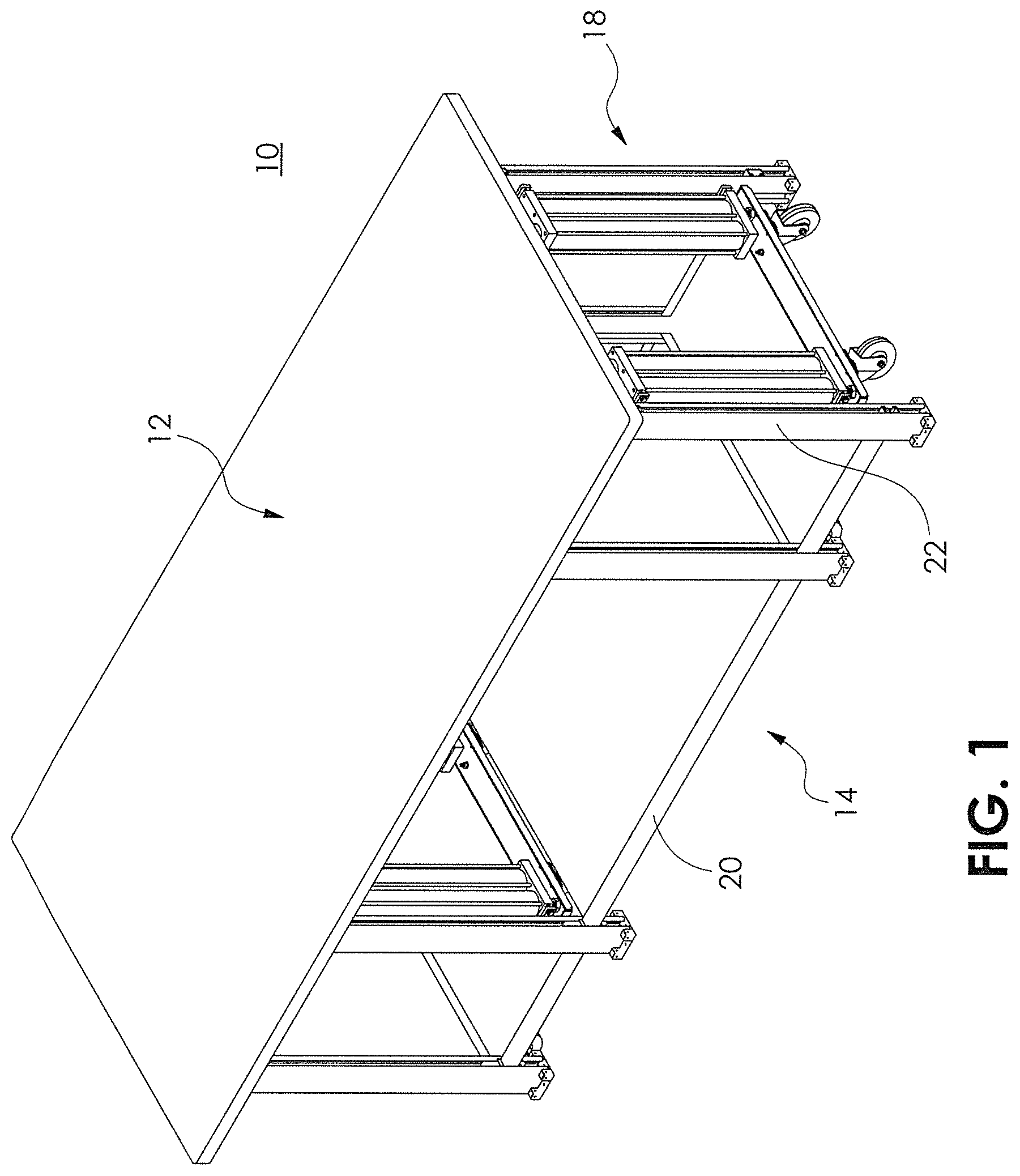 Patent US12311991 Figure 1 – Removable portable cart with lifting system
