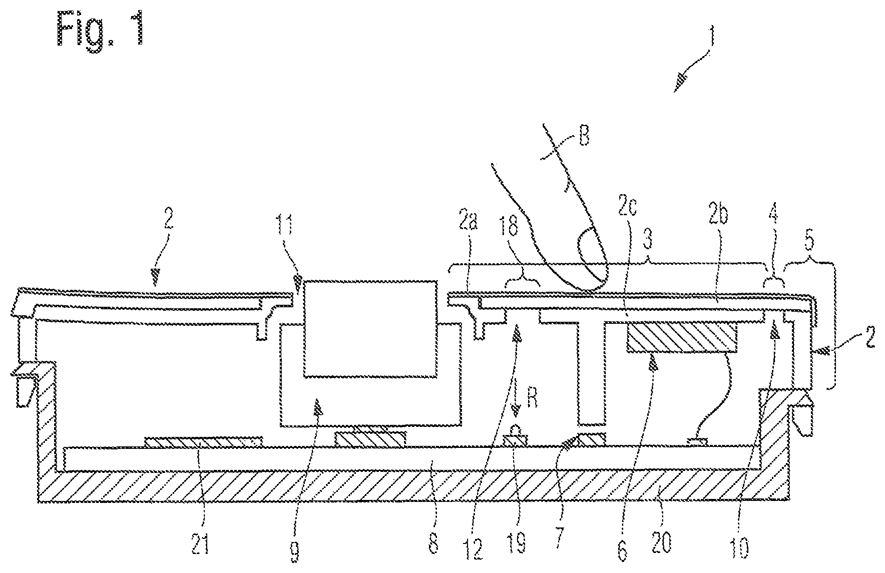 Patent US12311994 — Operating element comprising an actuation part having a layer structure — Figure 1