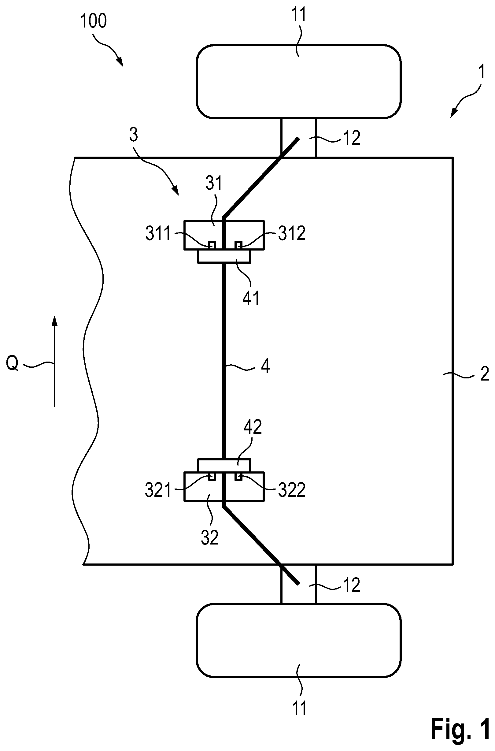 Patent US12312005 Figure 1 – Motor vehicle series and motor pump unit assembly