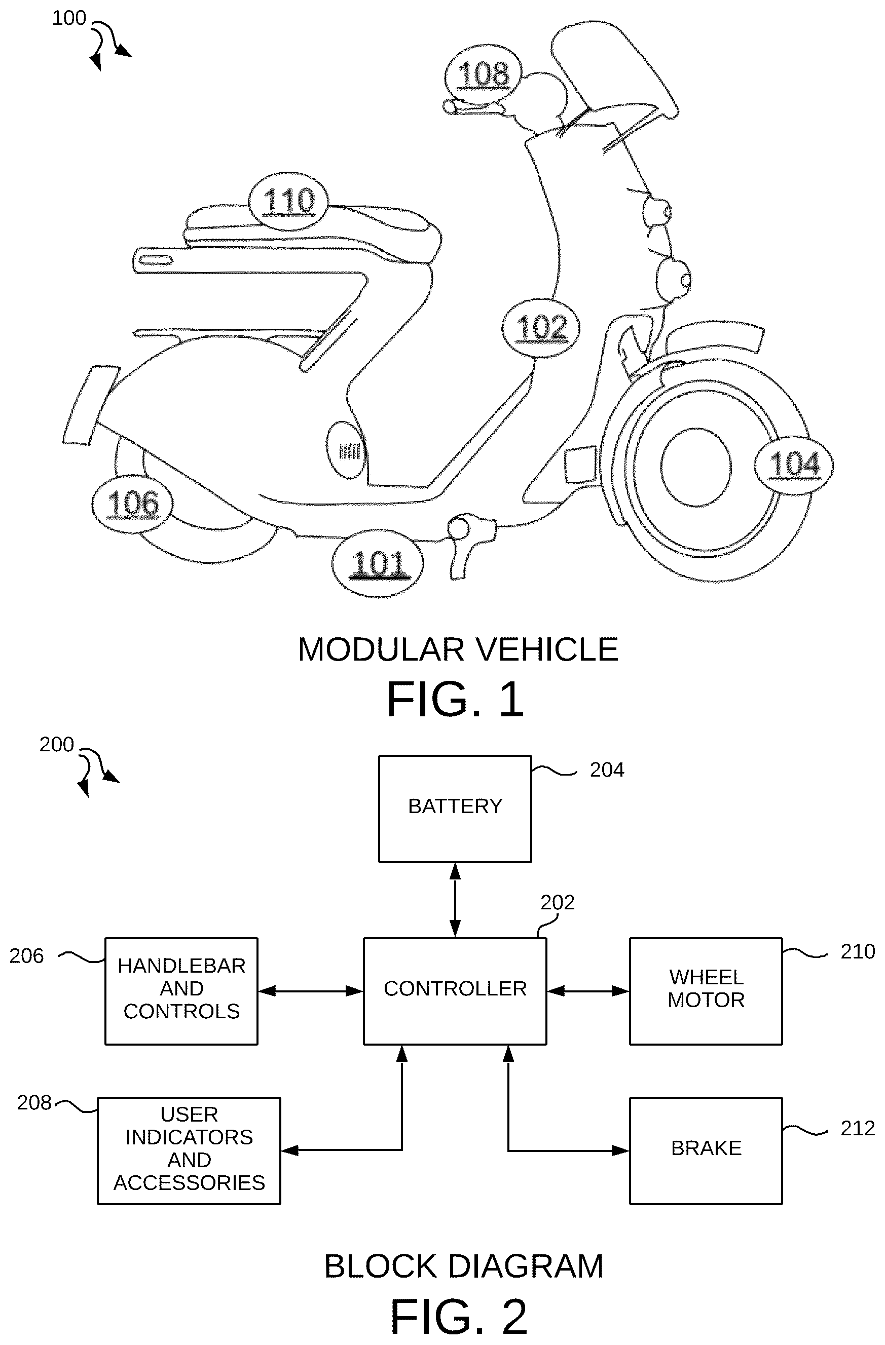 Patent US12312029 — Modular vehicle with detachable modules that exchange information and power wirelessly — Figure 1