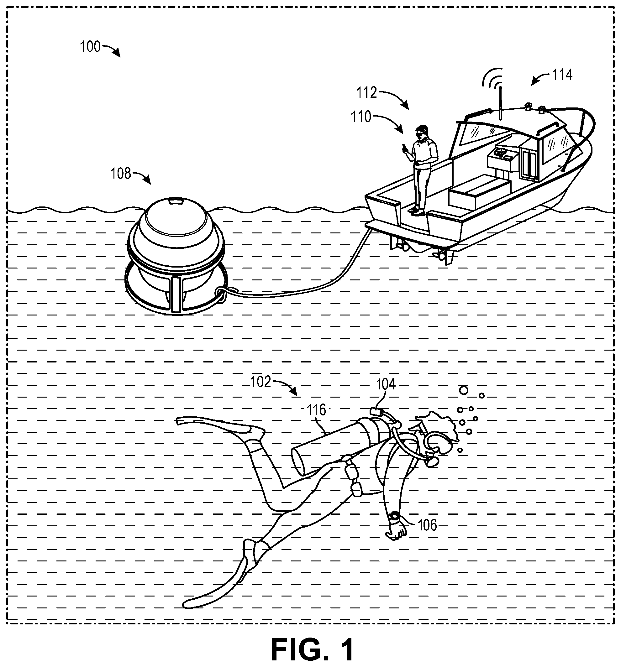 Patent US12312053 — Topside buoy system — Figure 1