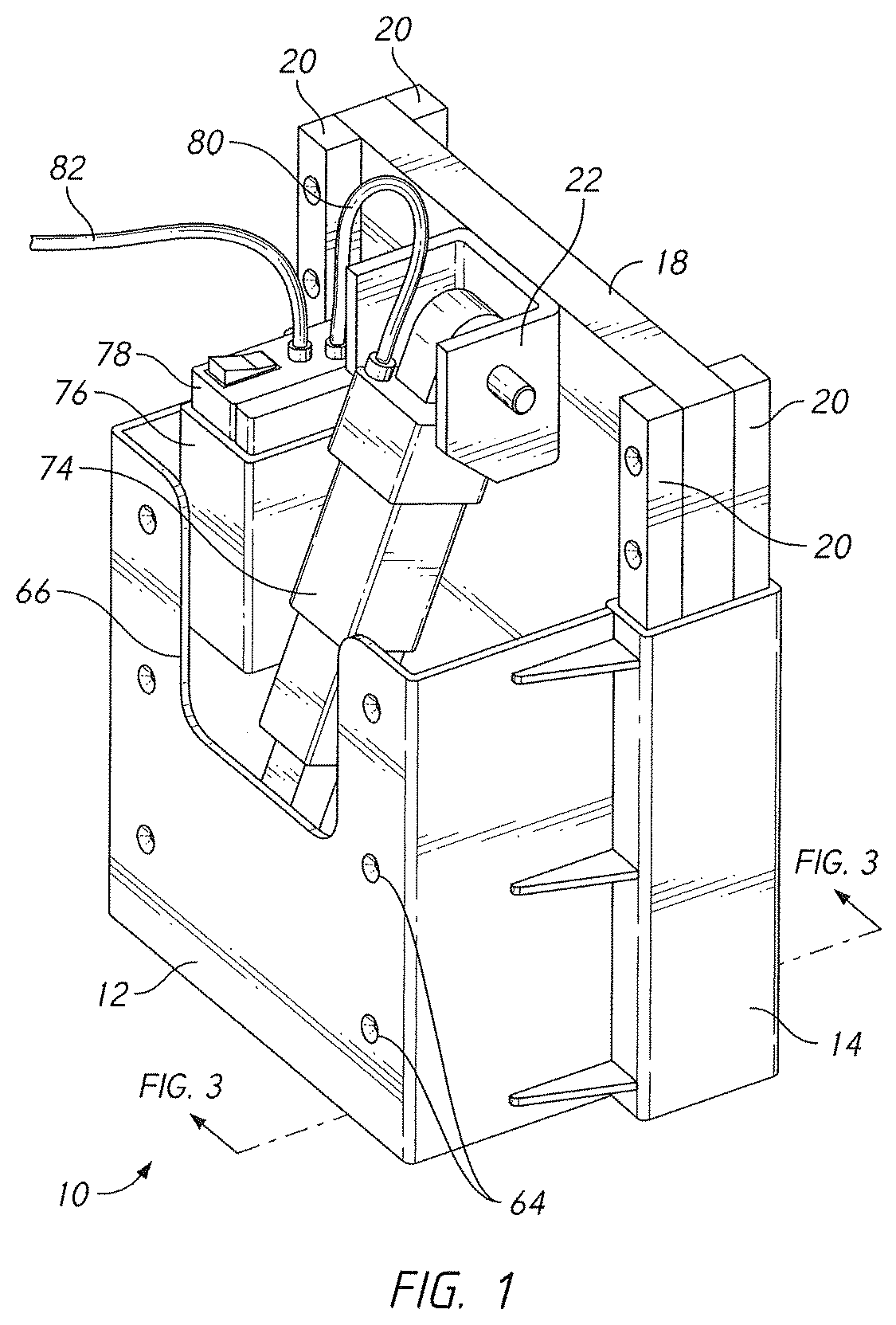Patent US12312058 Figure 1 – Electrically-operated jack plate with remote control feature
