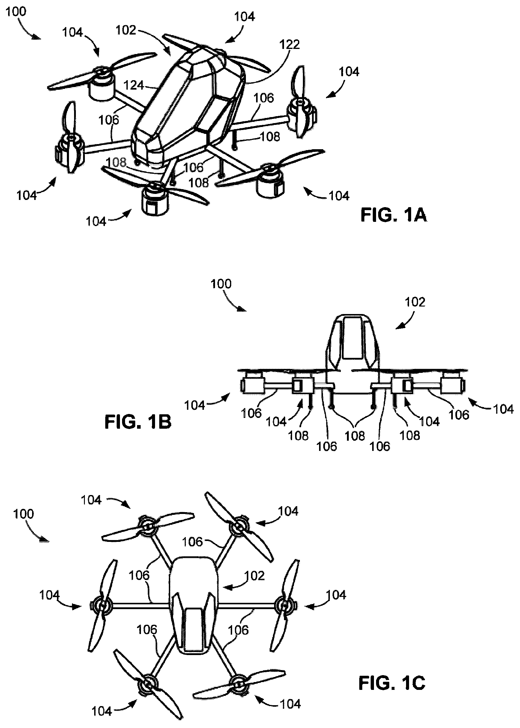 Patent US12312081 — Pilotless transportation aerial-vehicle having distributed-batteries and powering method therefor — Figure 1