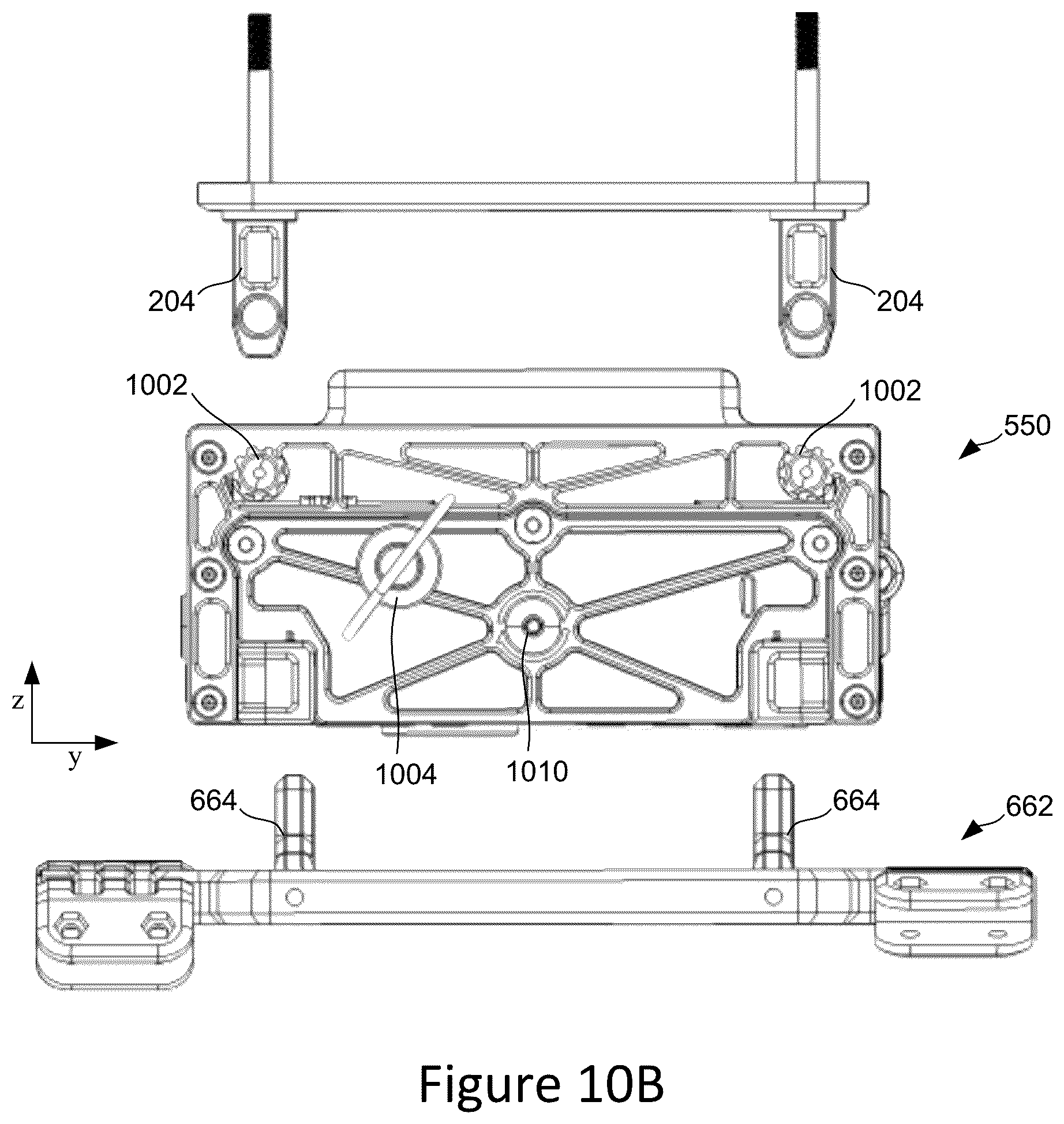 Patent US12312085 Figure 10 – Mechanical release device for unmanned aerial vehicle drop-payload