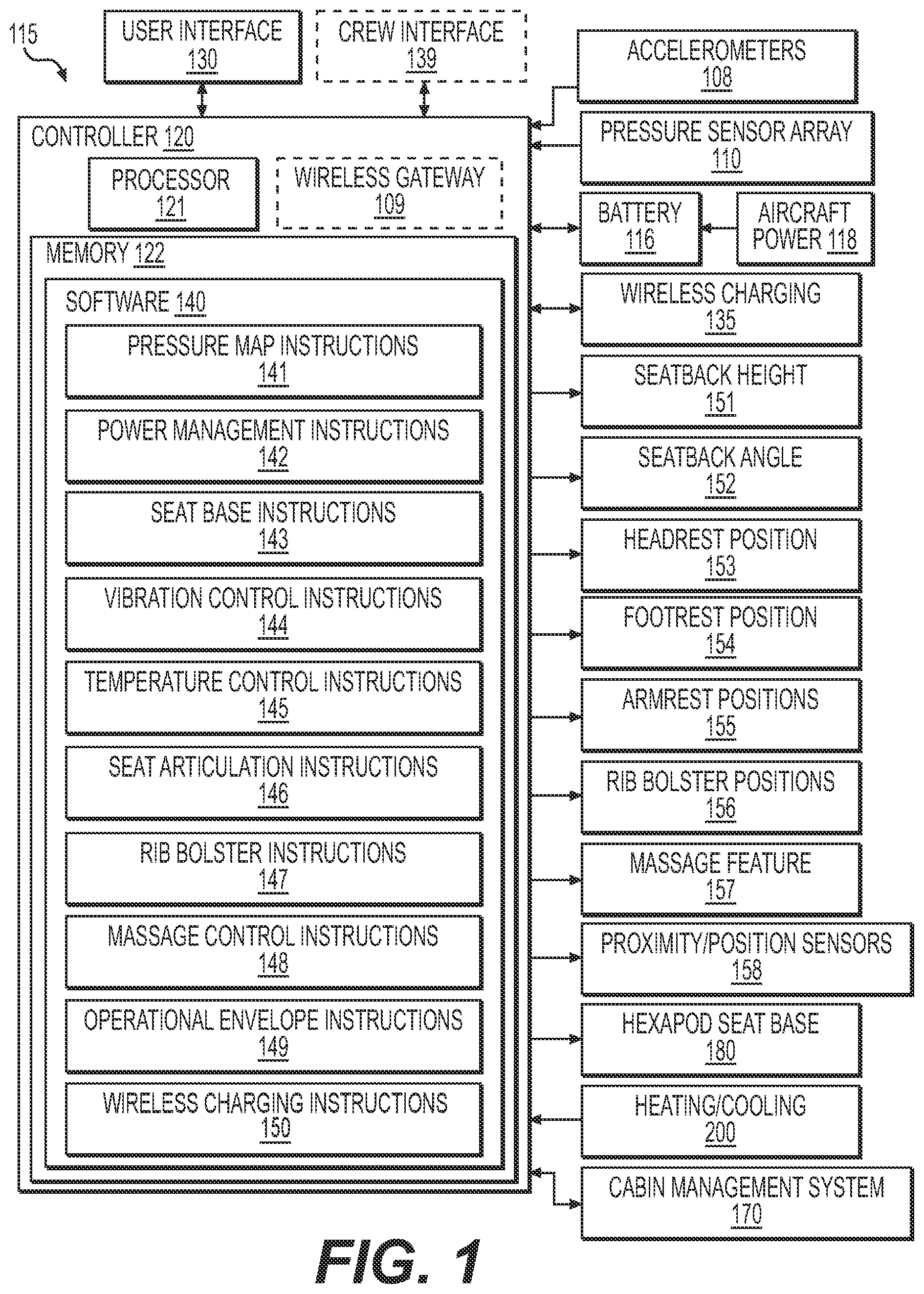 Patent US12312089 — Aircraft seat — Figure 1