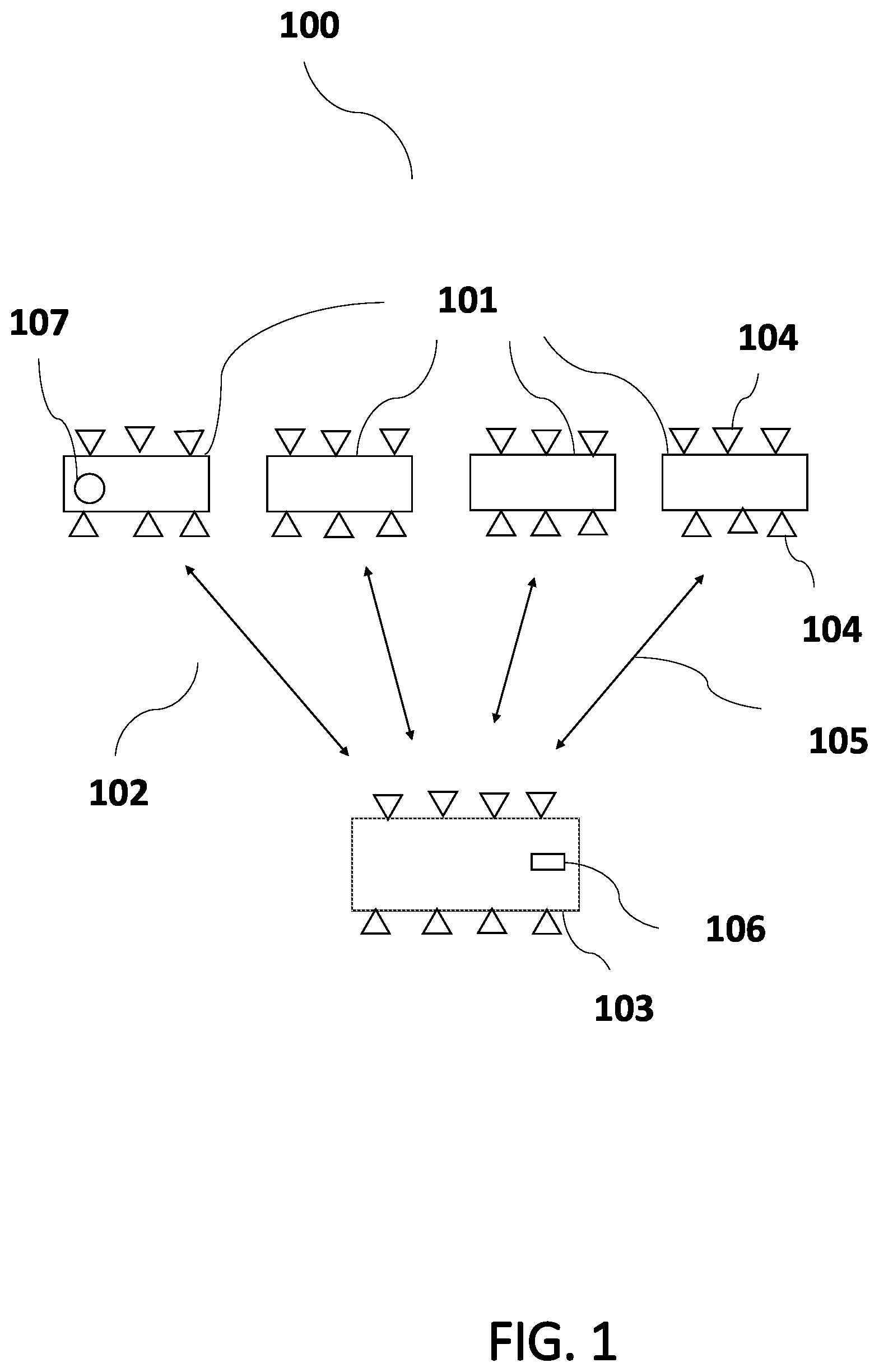 Patent US12312103 — Satellite array system for detection and identification — Figure 1