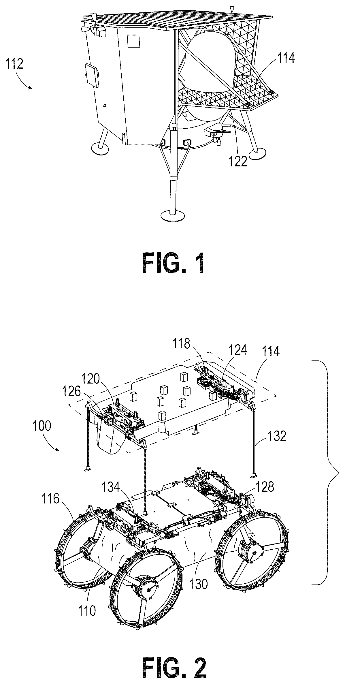 Patent US12312104 — Exploration vehicle stowage and deployment systems — Figure 1