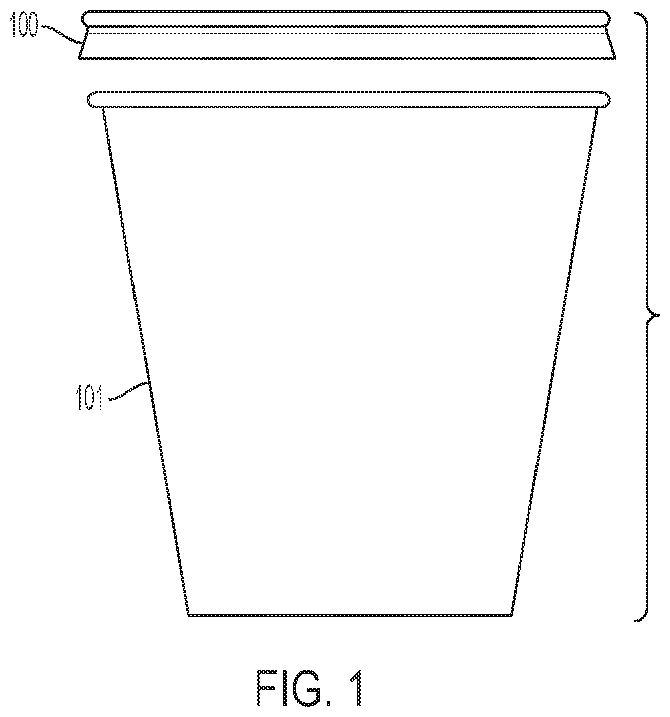Patent US12312129 — Thermoformed closure with overlapping tab — Figure 1