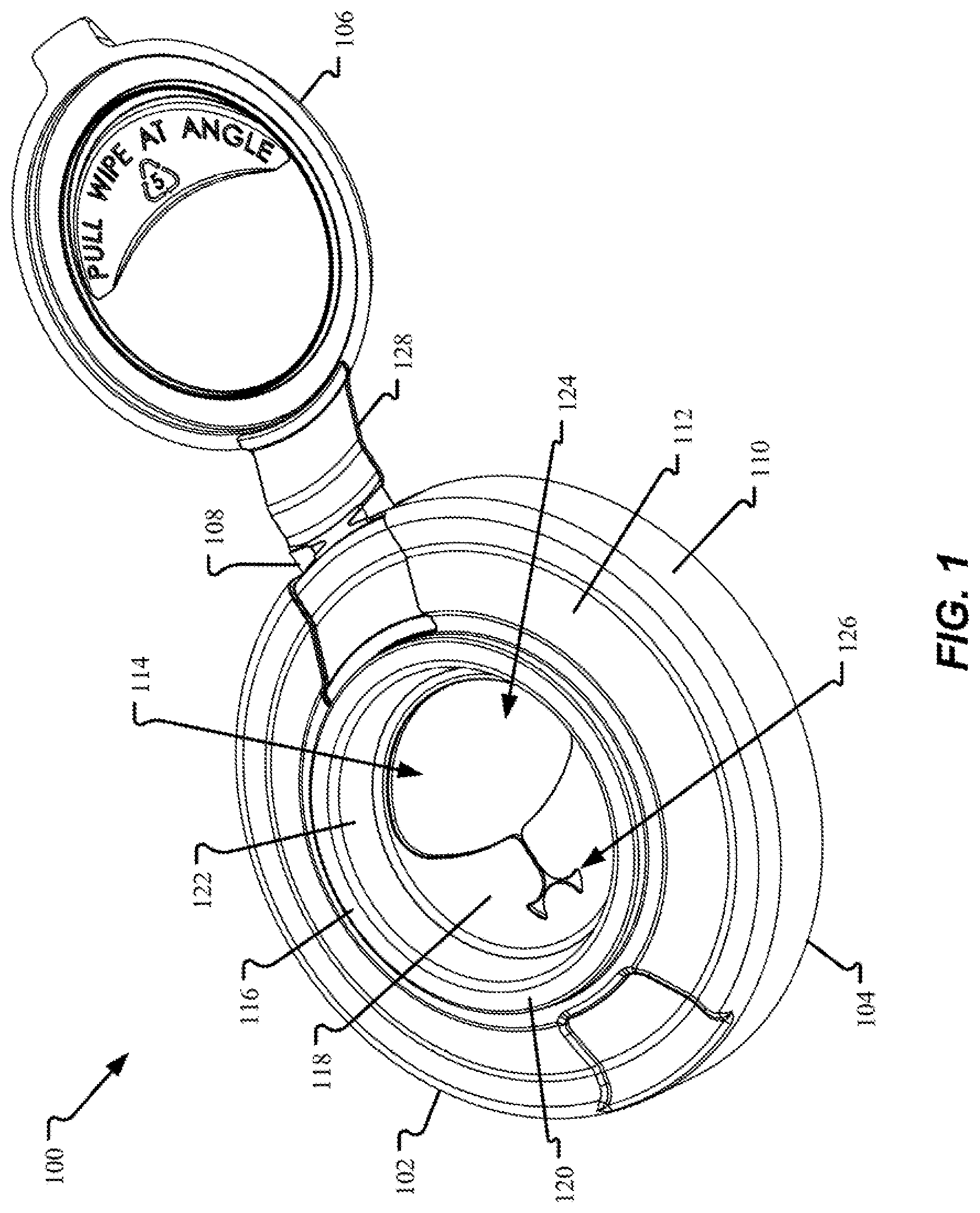 Patent US12312130 — Lid for container — Figure 1