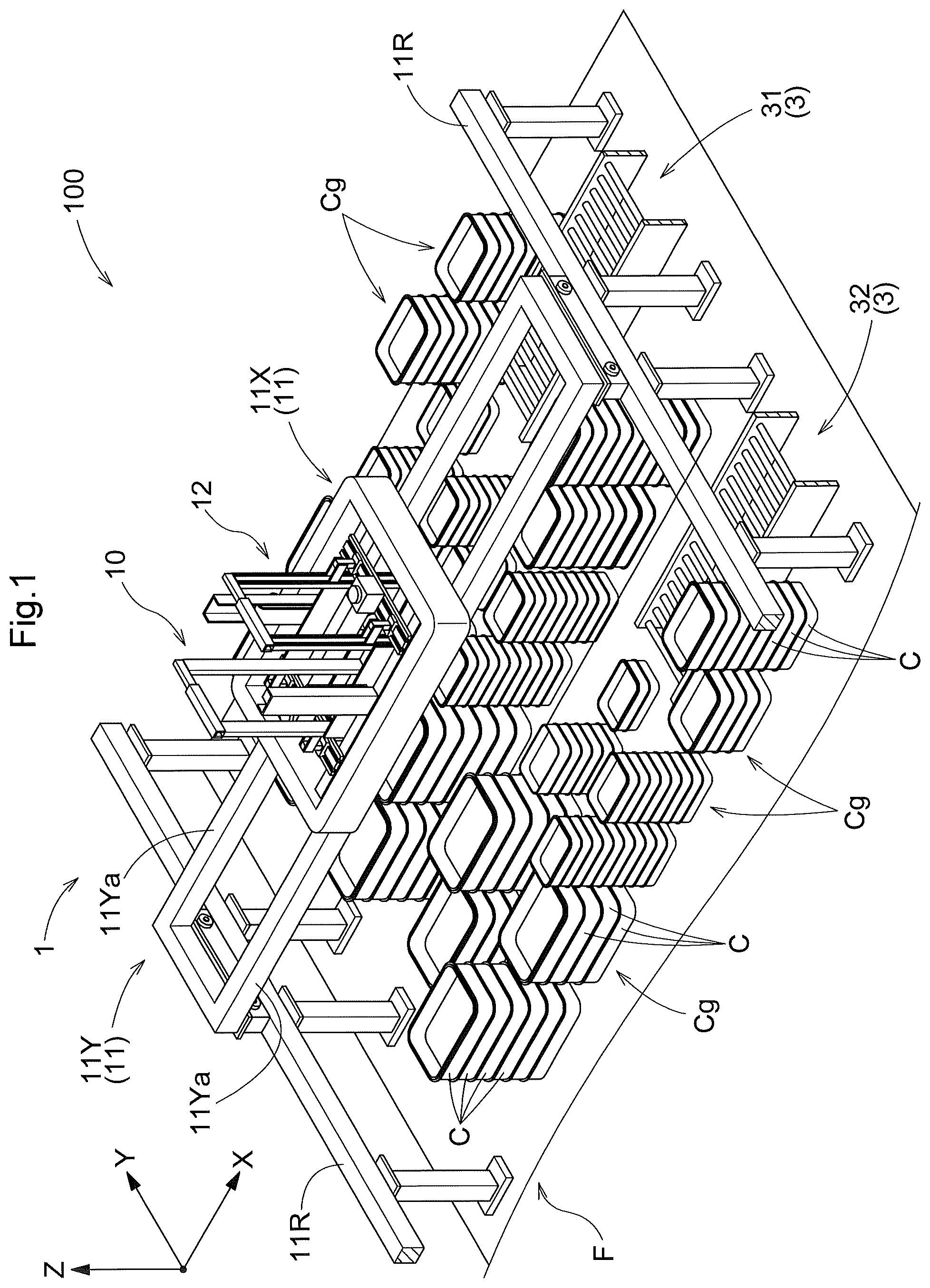 Patent US12312169 — Plane storage facility — Figure 1