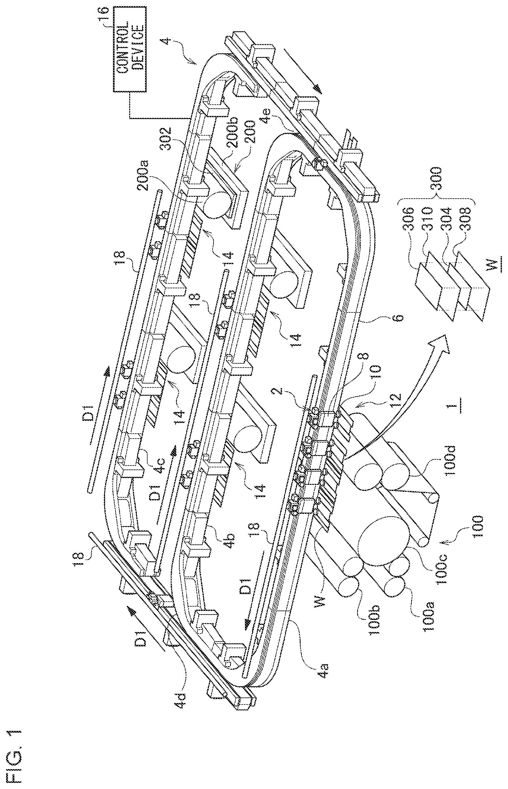 Patent US12312186 — Workpiece conveyance device — Figure 1