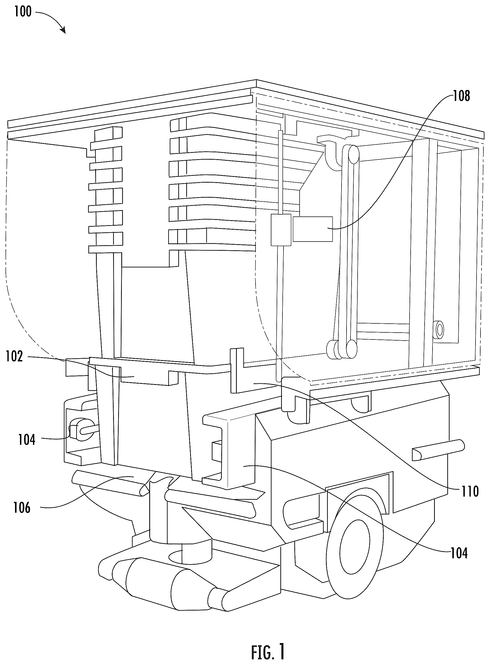 Patent US12312187 — Robotic system for stacking and de-stacking — Figure 1