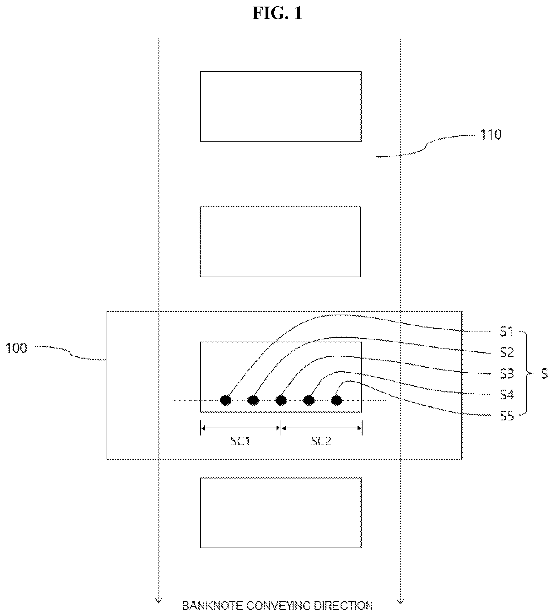 Patent US12312205 — Apparatus and method for detecting skew of banknotes in ATM — Figure 1