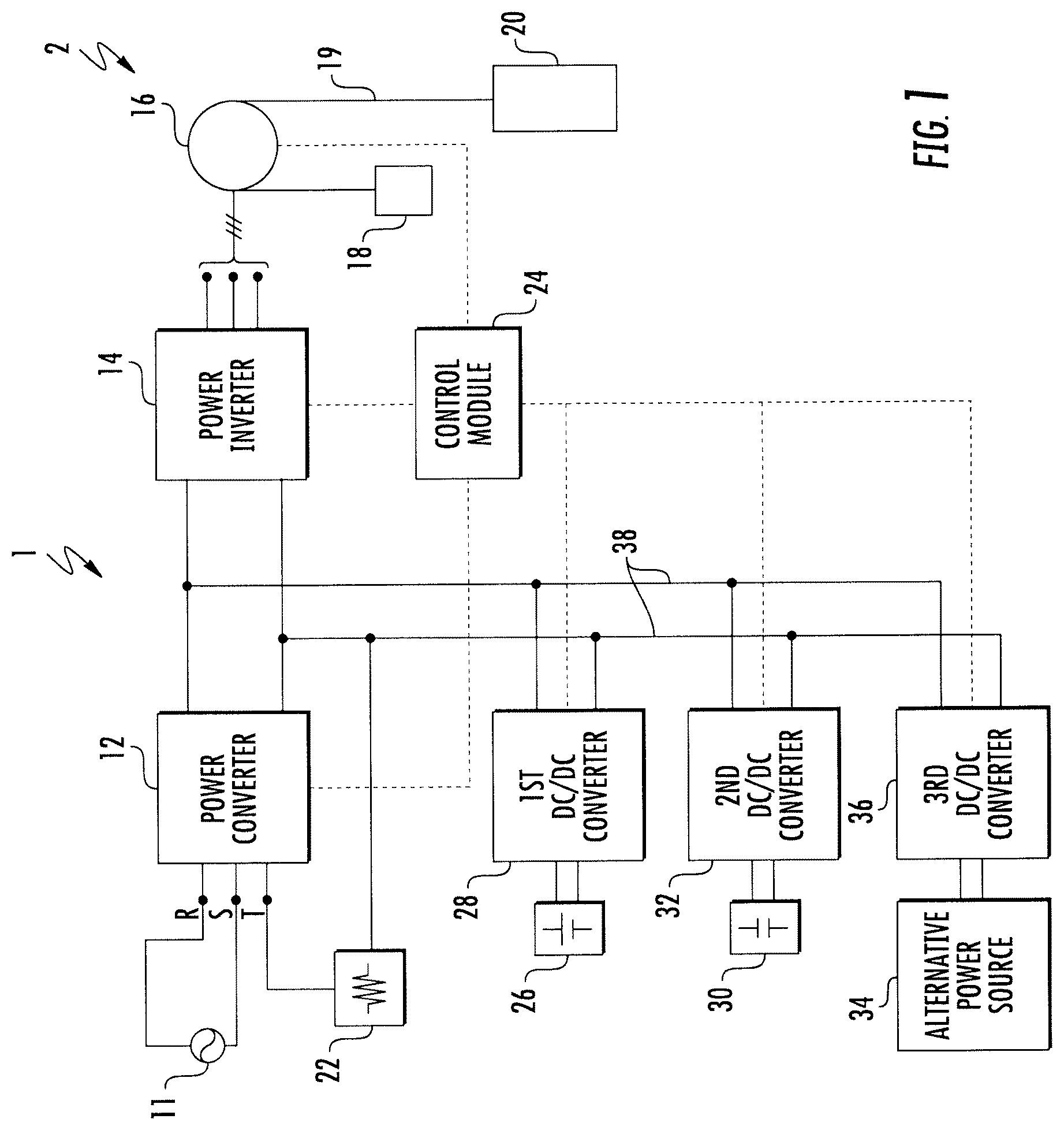Patent US12312211 — Power management in an elevator system — Figure 1
