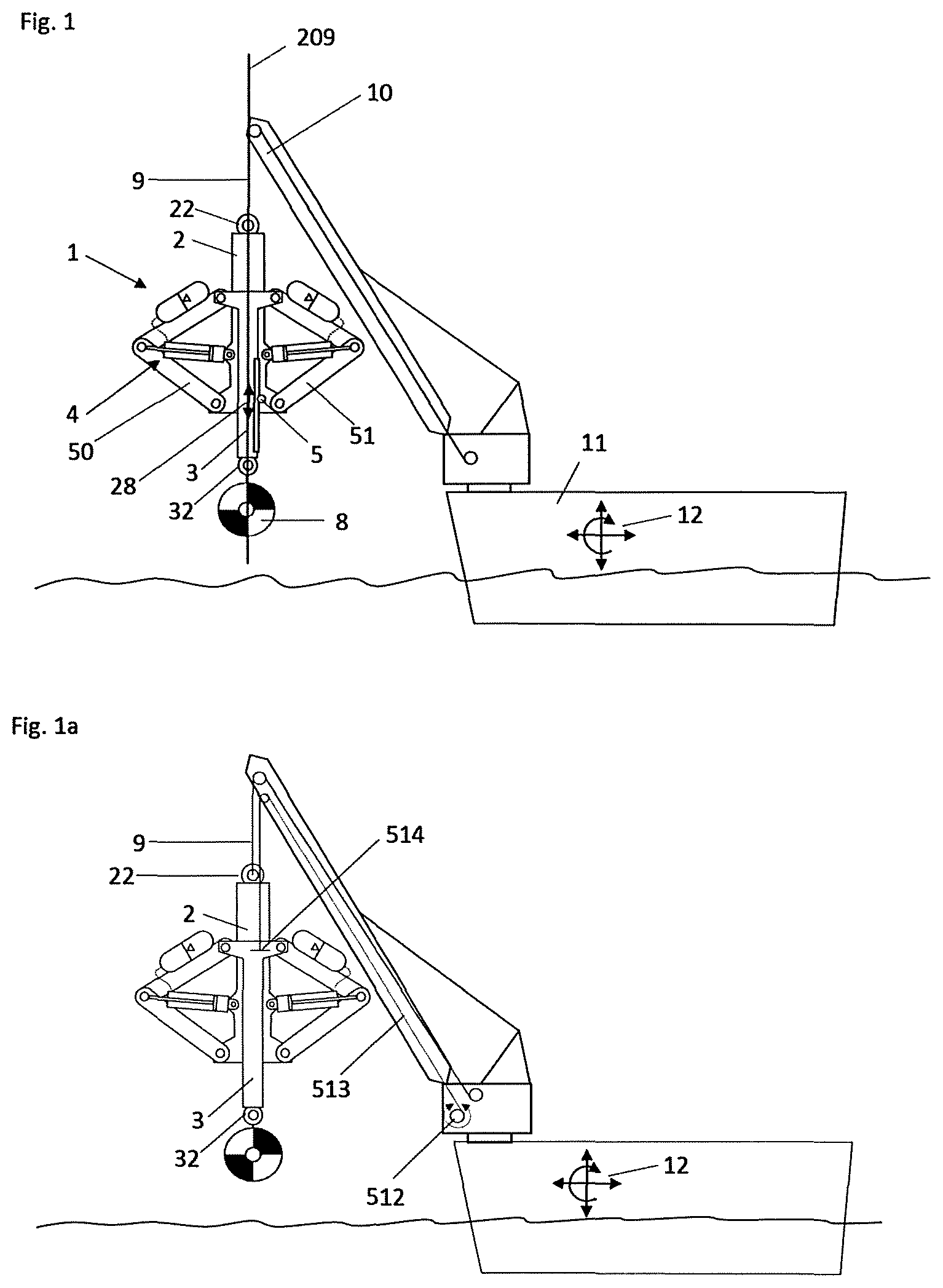 Patent US12312217 — (Heave) balancing device, hoisting system, method for hoisting and kit of parts for spring balancing a hoisting system — Figure 1