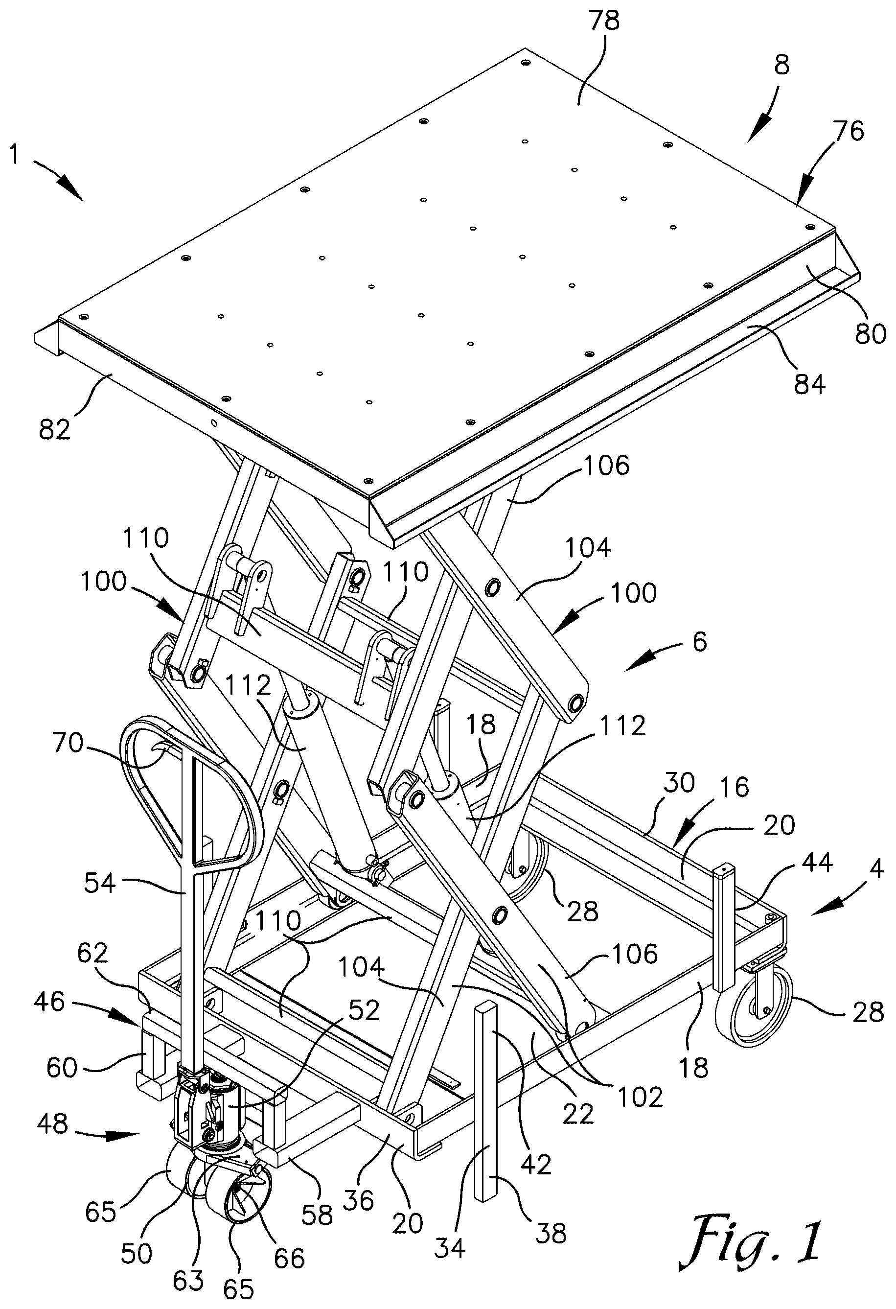 Patent US12312223 — Agile mobile scissor lift apparatus — Figure 1