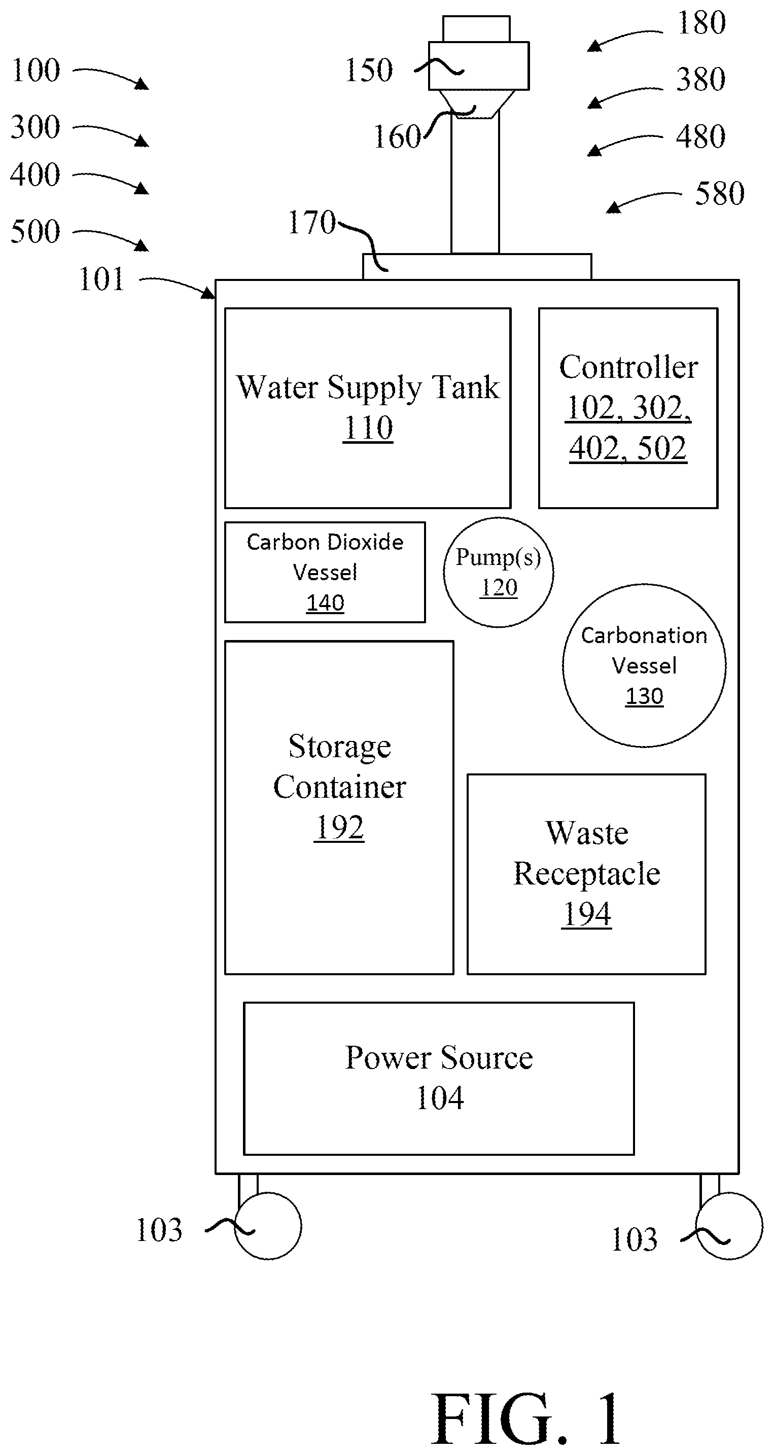 Patent US12312228 — Beverage devices, systems, and methods — Figure 1