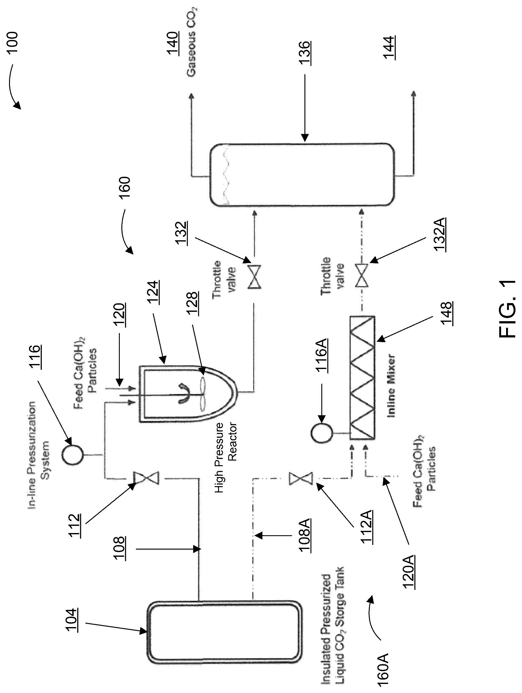 Patent US12312477 — Method and apparatus for producing core-shell calcium hydroxide-calcium carbonate particles — Figure 1