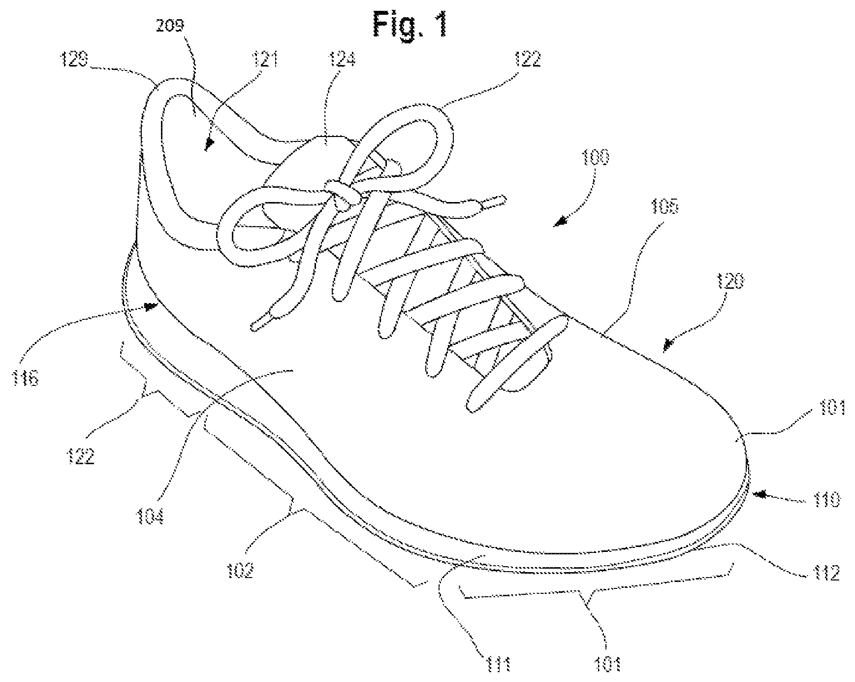 Patent US12312718 Figure 1 – Knitted component having at least one thermoplastic polymer element