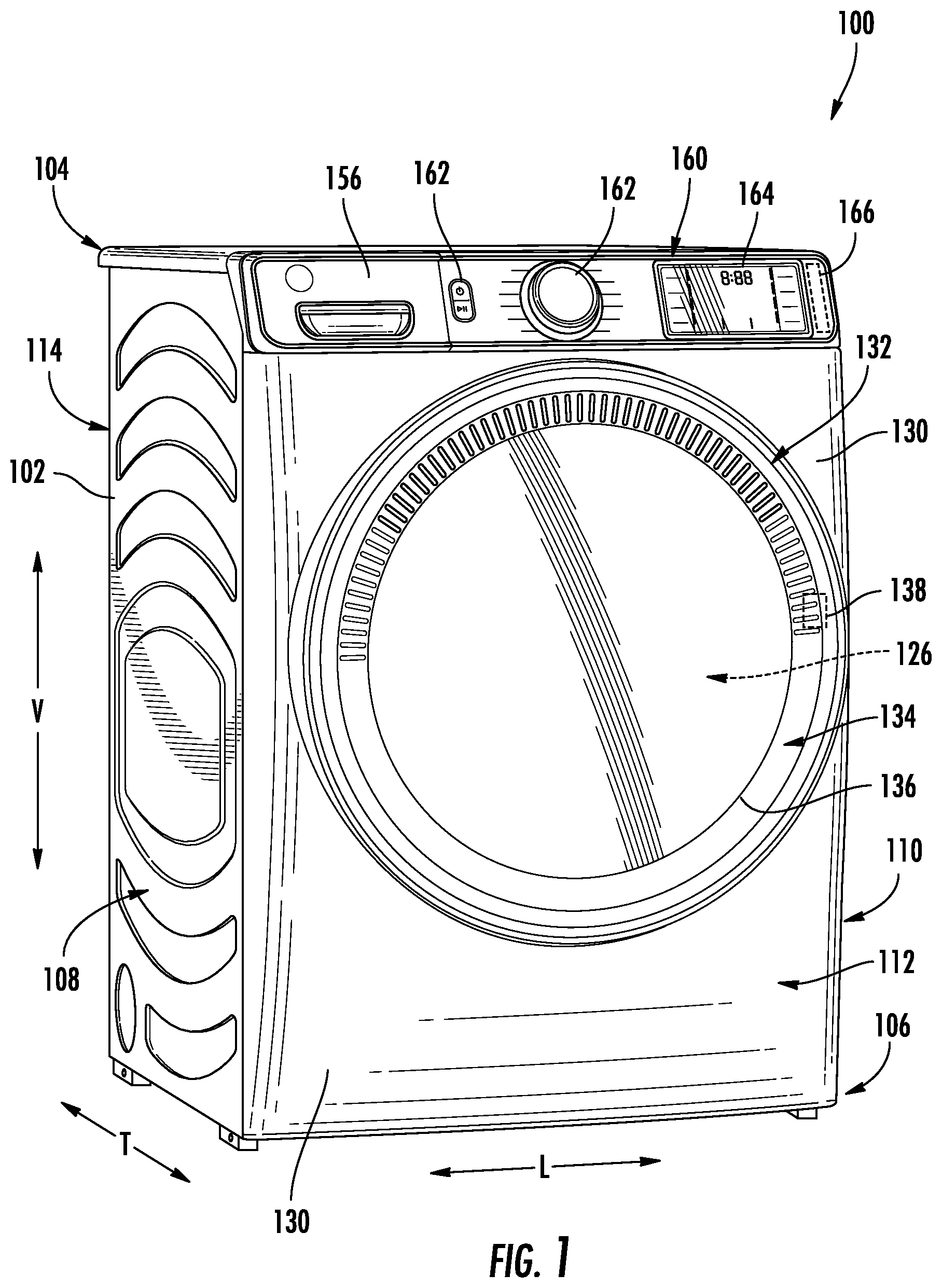 Patent US12312727 Figure 1 – Automatic wash and dry process in a washing machine appliance