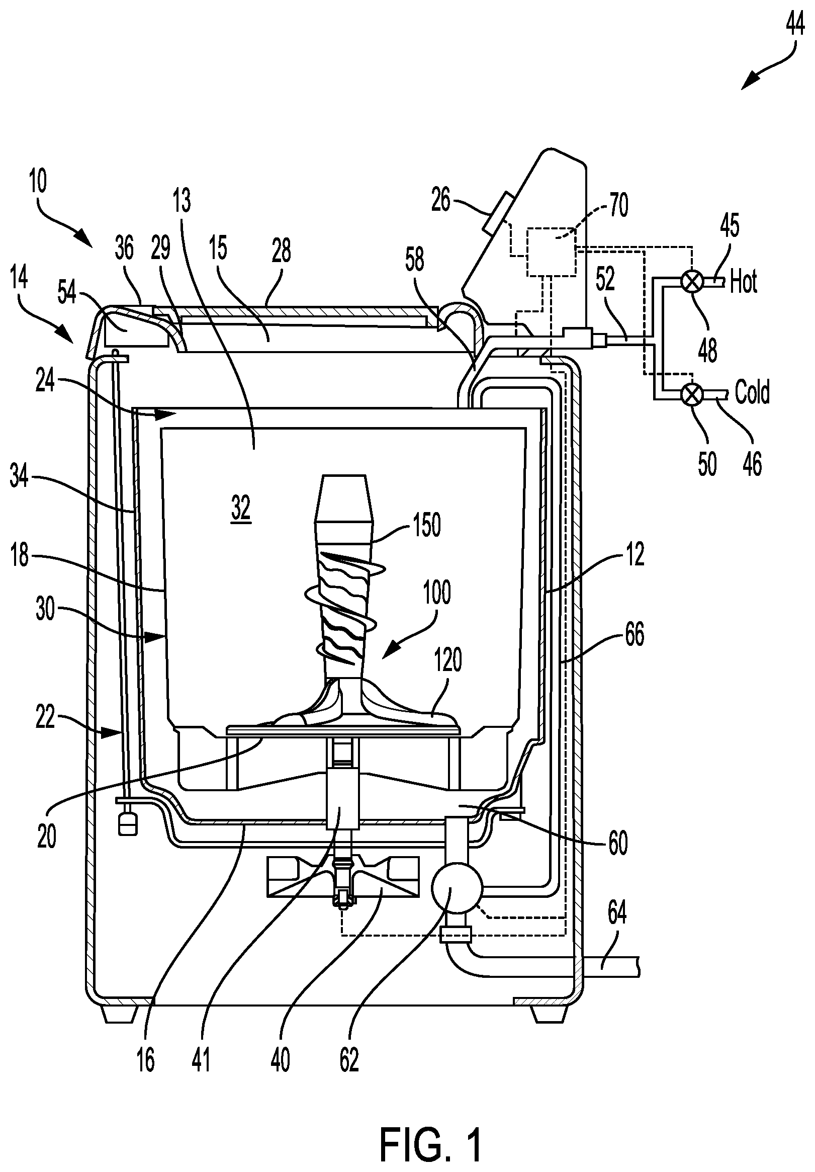 Patent US12312731 — Removable agitator with fabric softener dispenser — Figure 1