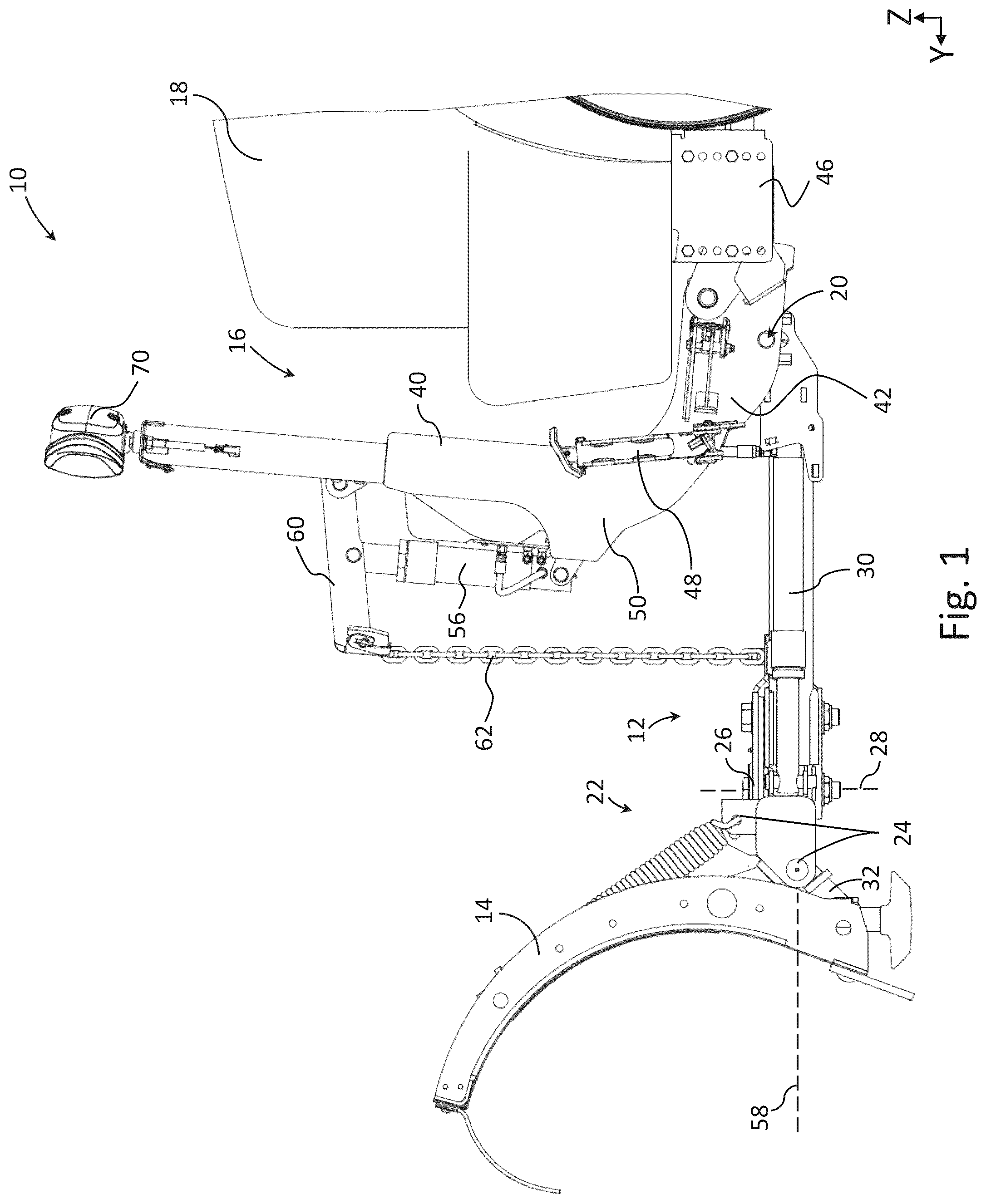 Patent US12312759 — Snow plow assembly with floating a-frame — Figure 1