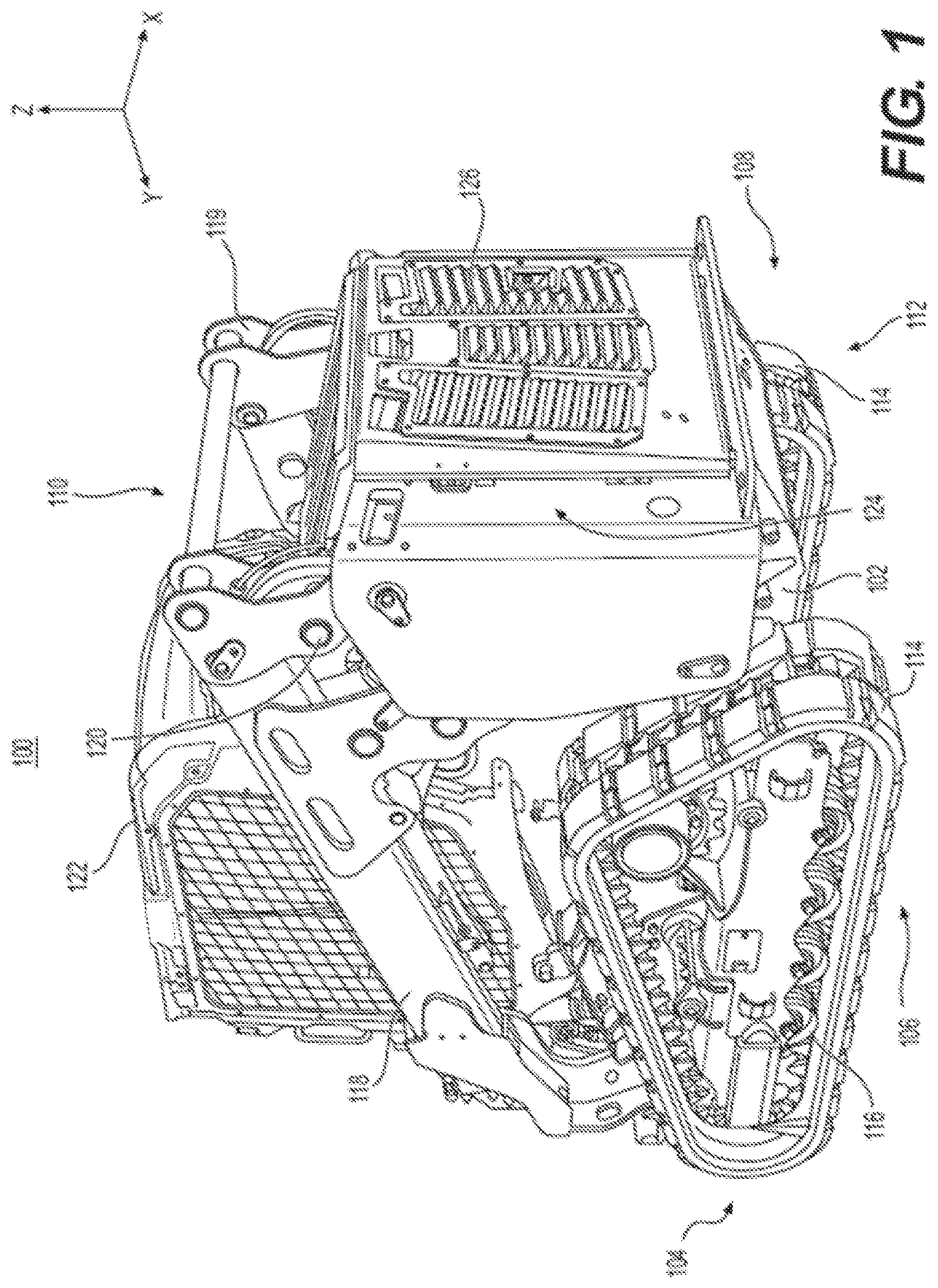 Patent US12312768 — Removable cab toe box for a work machine — Figure 1