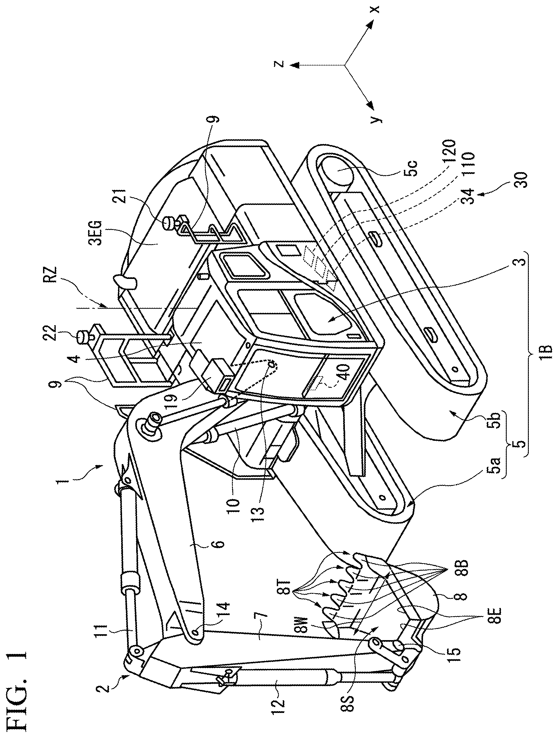 Patent US12312774 — Excavation information processing device, work machine, excavation support device, and excavation information processing method — Figure 1