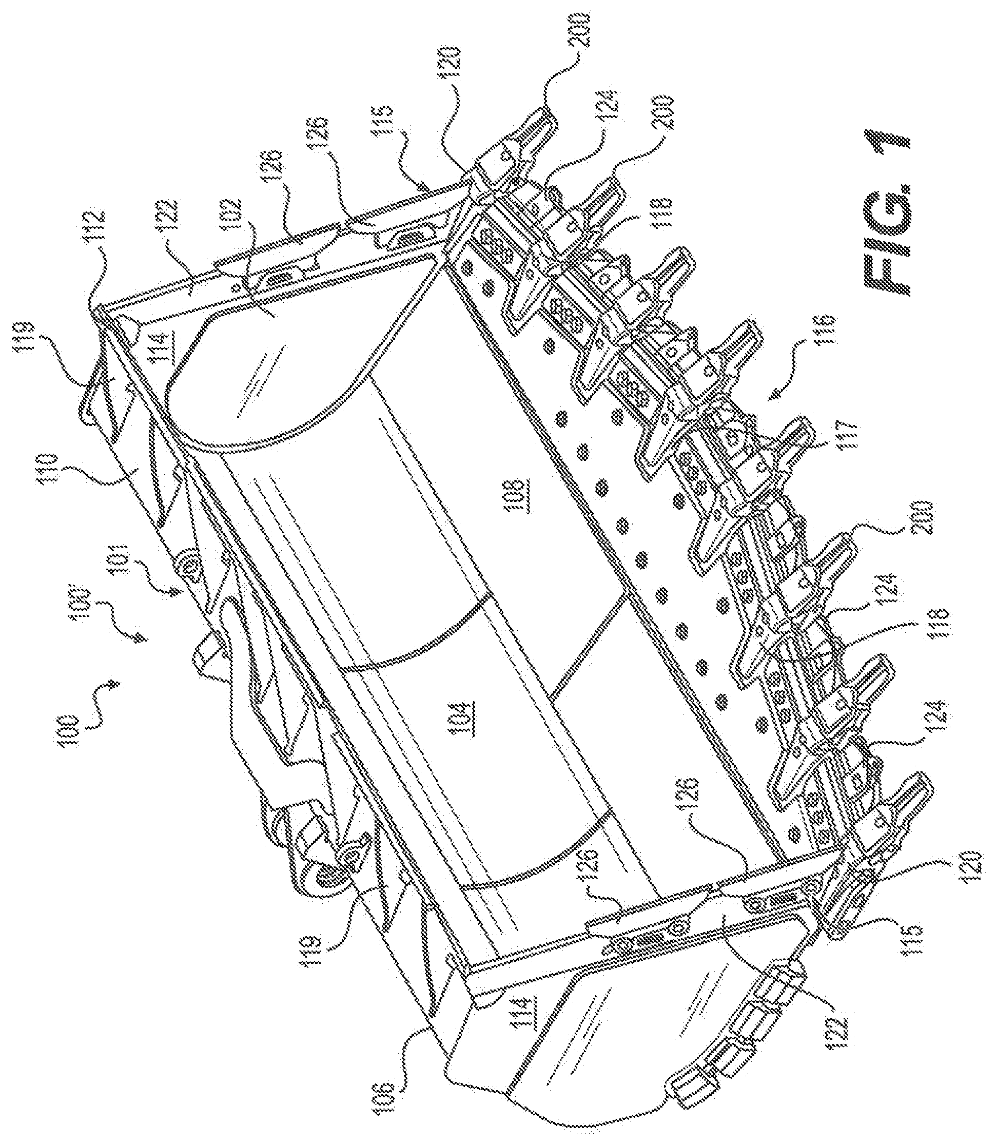 Patent US12312776 — Anti-tipping features for a retaining mechanism — Figure 1