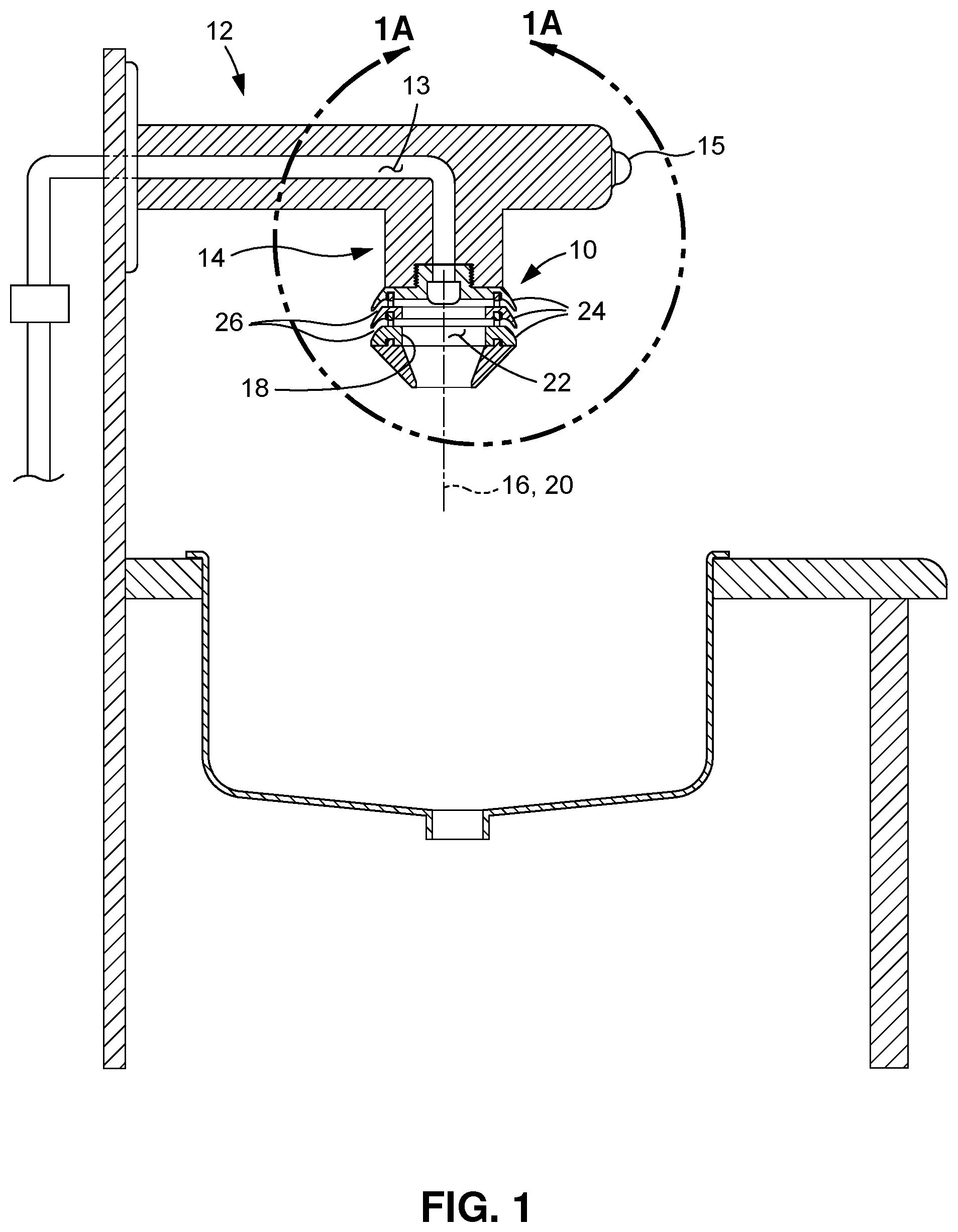 Patent US12312783 — Contamination guard for water faucet — Figure 1